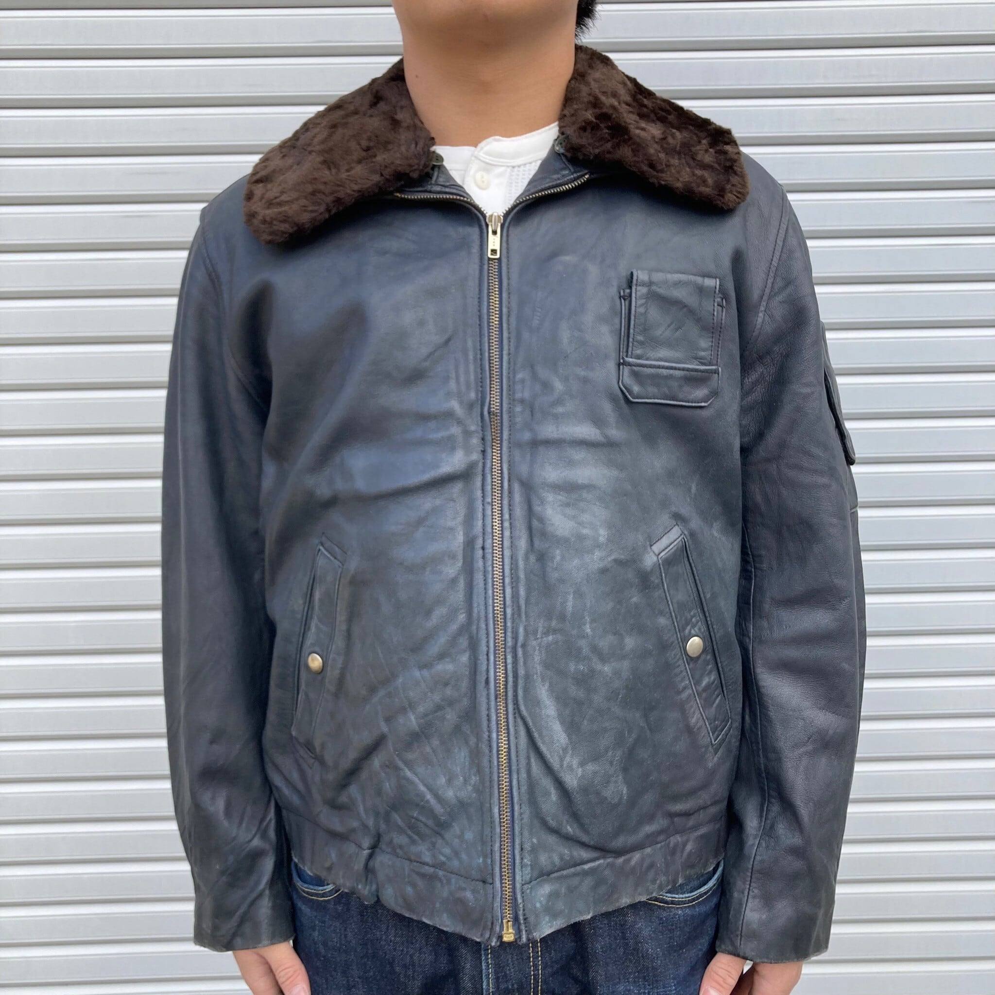 極上 80s フランス軍 実物 ヴィンテージ 空軍 襟ボア パイロット