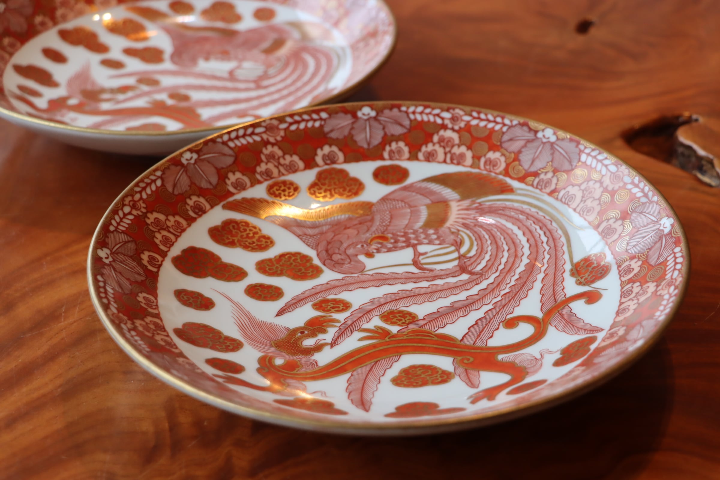 九谷焼 朝日製 赤絵 龍に鳳凰 中皿 八寸 | (有)新原美術