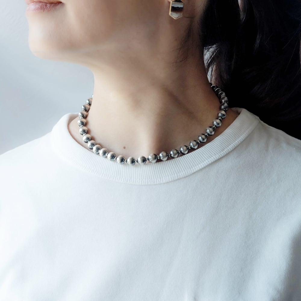 ナバホ パール ネックレス 8mm シルバー925 インディアンジュエリー
