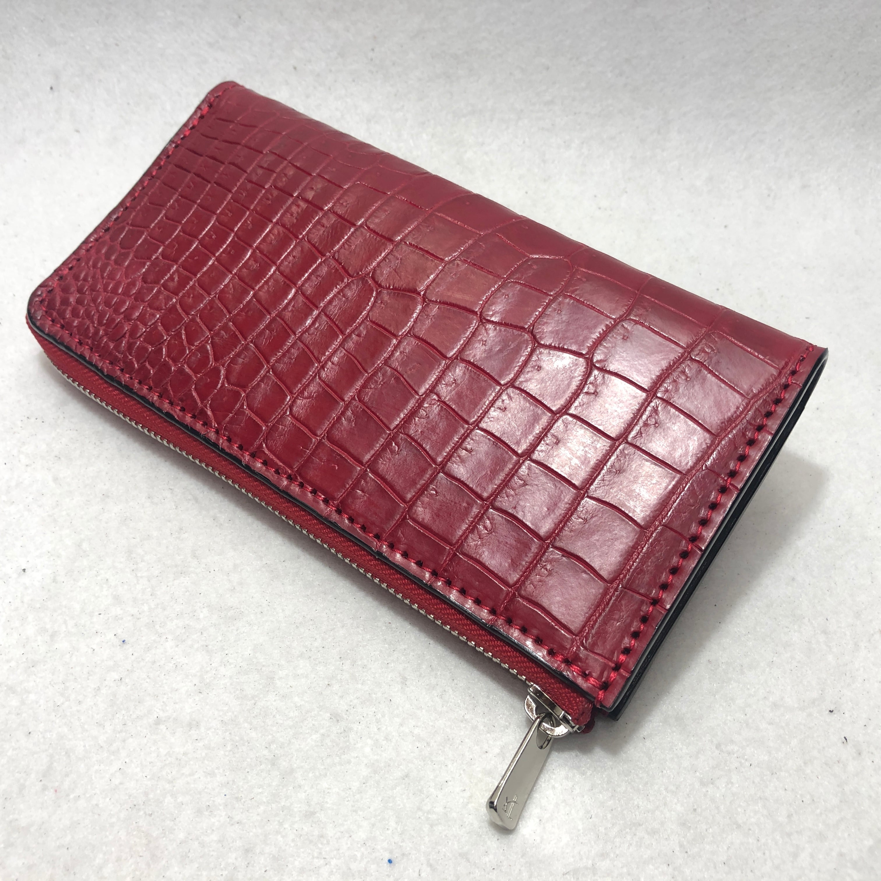 115 スモールクロコダイル（ポロサス） レッド肚クロコ 長財布 L字（L