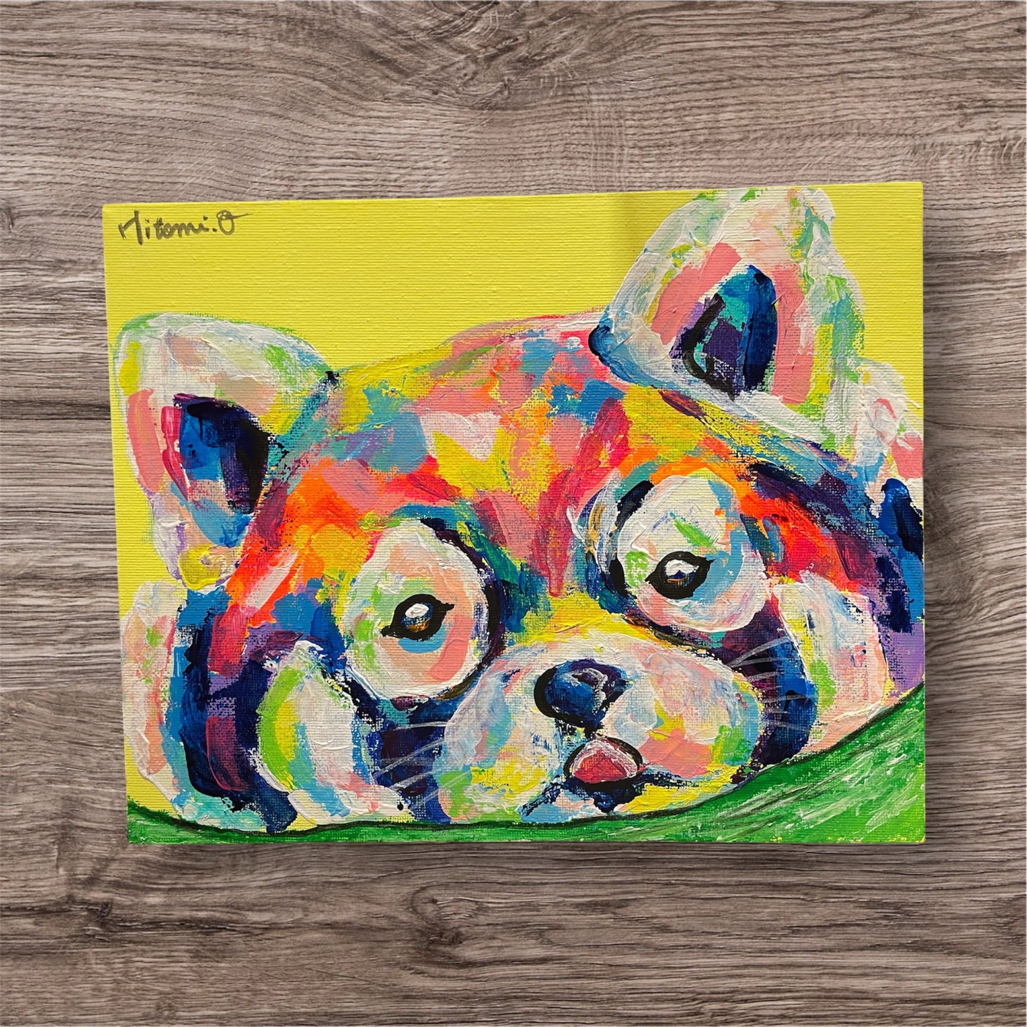 A-74/24】動物画 キリン アクリル画 原画 絵画 現代アート キャンバス