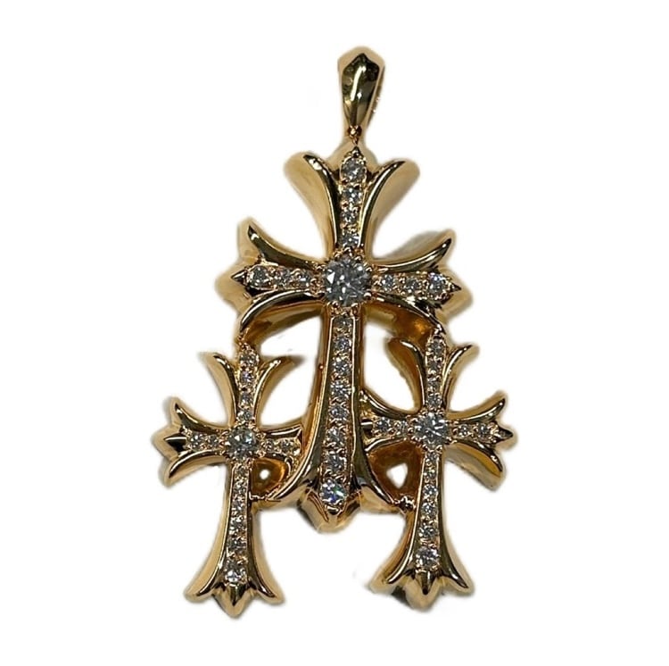 CHROME HEARTS クロムハーツ 22k PENDANT 3 CH CRS SML GLD DMND PAVE