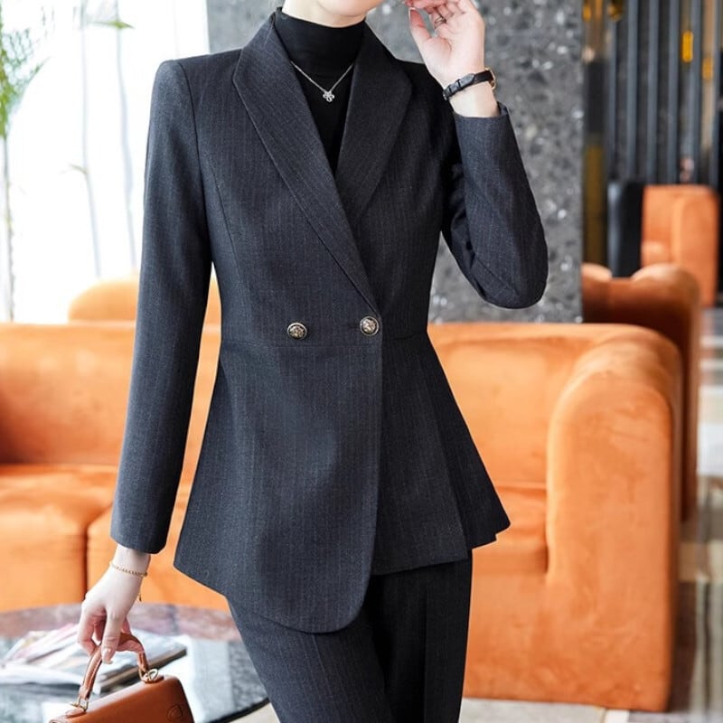 ストライプスーツ レディース パンツスーツ カジュアルスーツ ママ