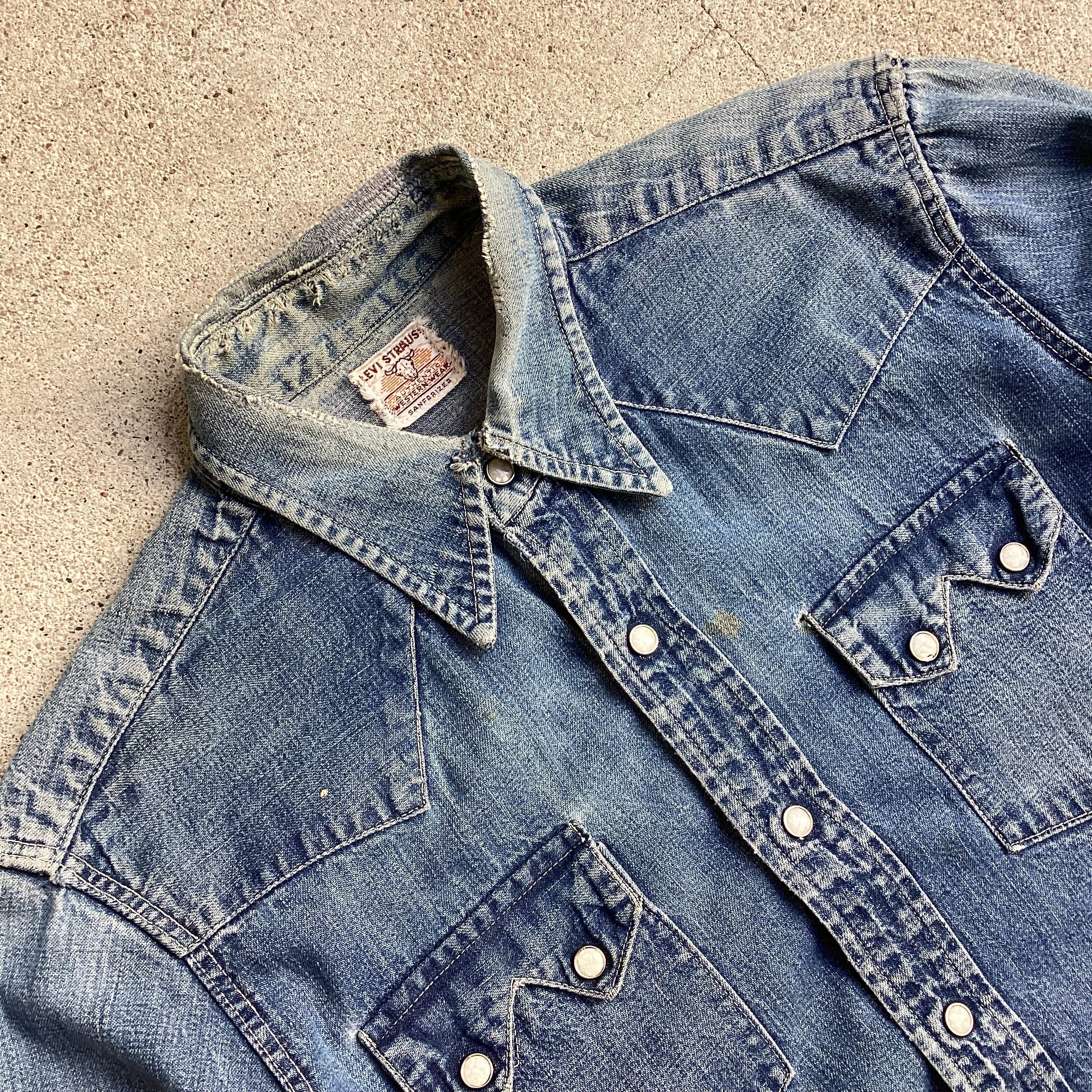 VTG Levis 40s 50s ショートホーン タグ デニム ウェスタン シャツ