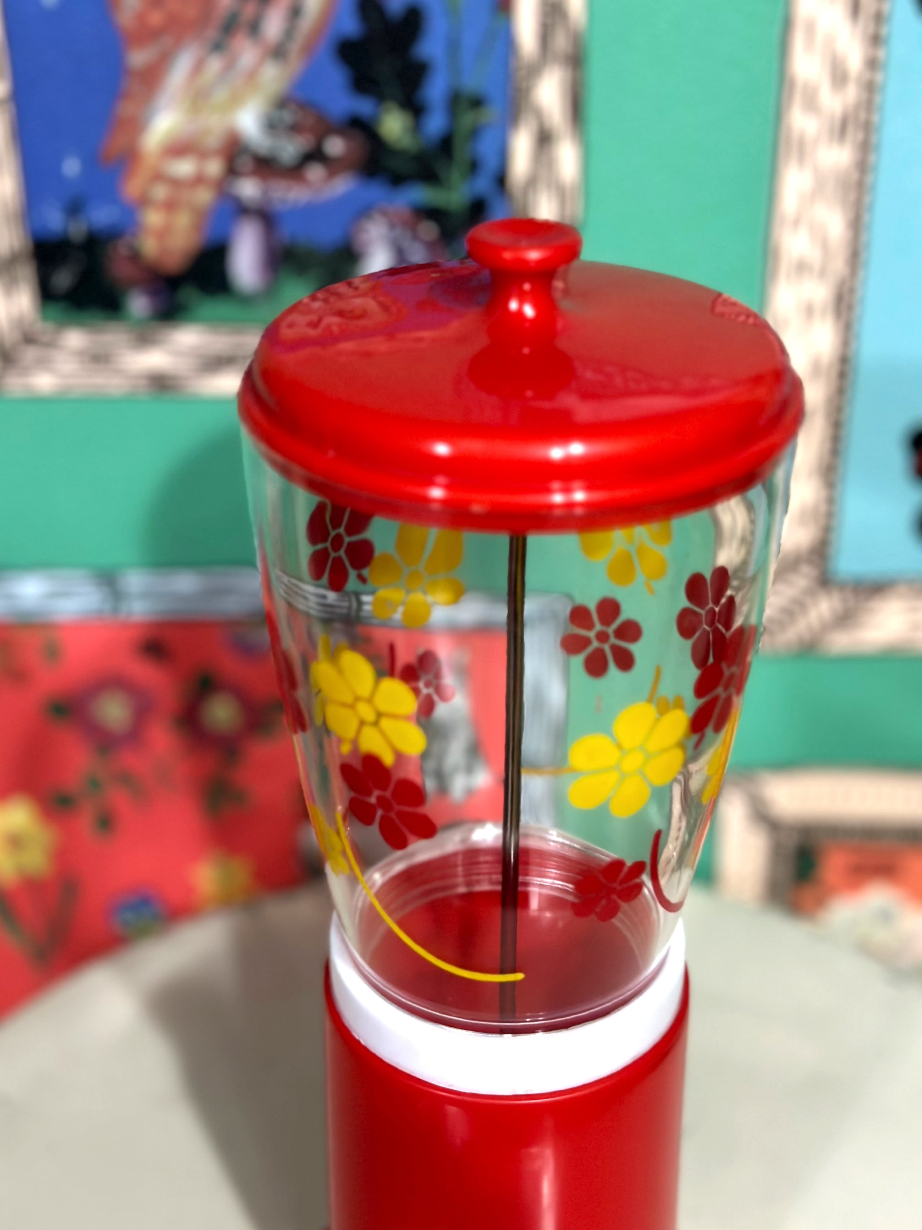 レトロポップ 箸立て カトラリー入れ 赤 トーワ TOWA 花柄 昭和レトロ