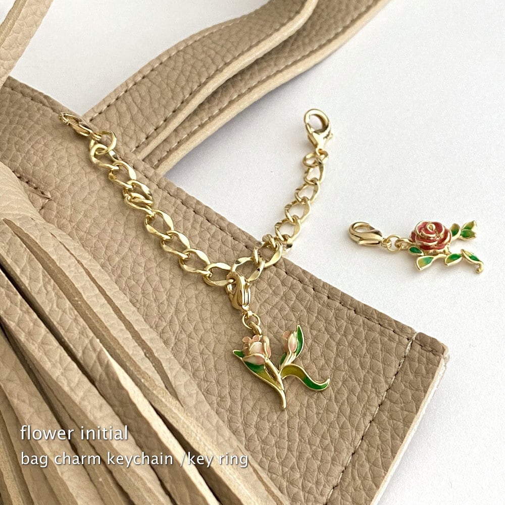 イニシャルバックチャーム【はなまるページ】イニシャルキーホルダー