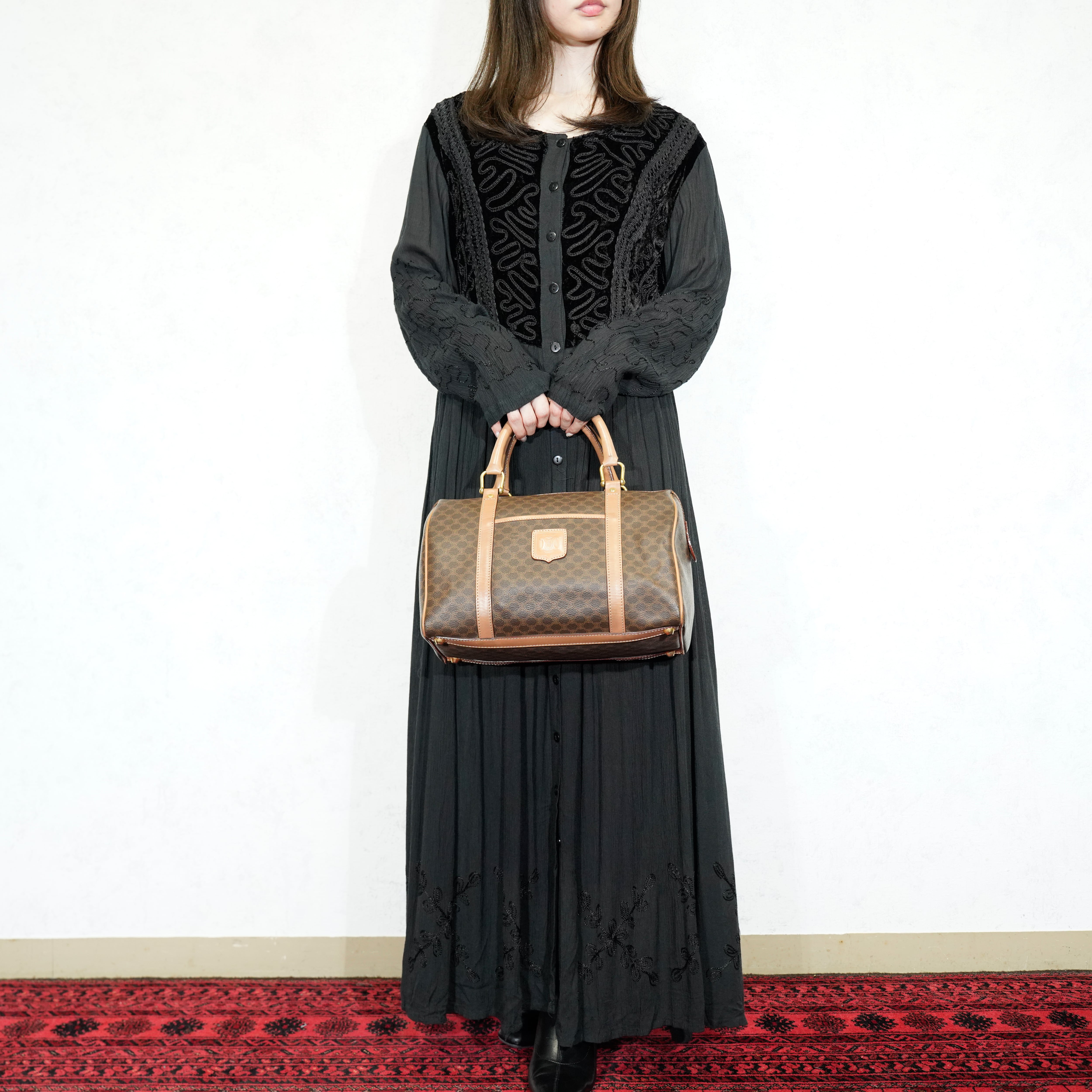 CELINE MACADAM PATTERNED BOSTON BAG MADE IN ITALY/オールドセリーヌ