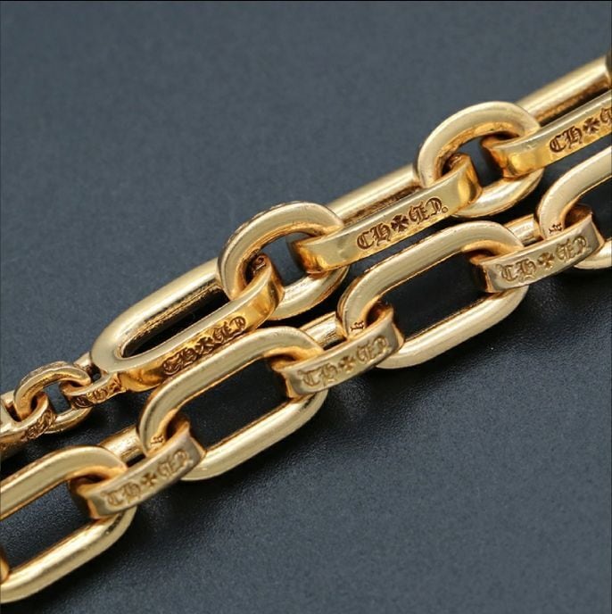 CHROME HEARTS クロムハーツ 22K 8リンク PAPER-E CHAIN L08-GLD