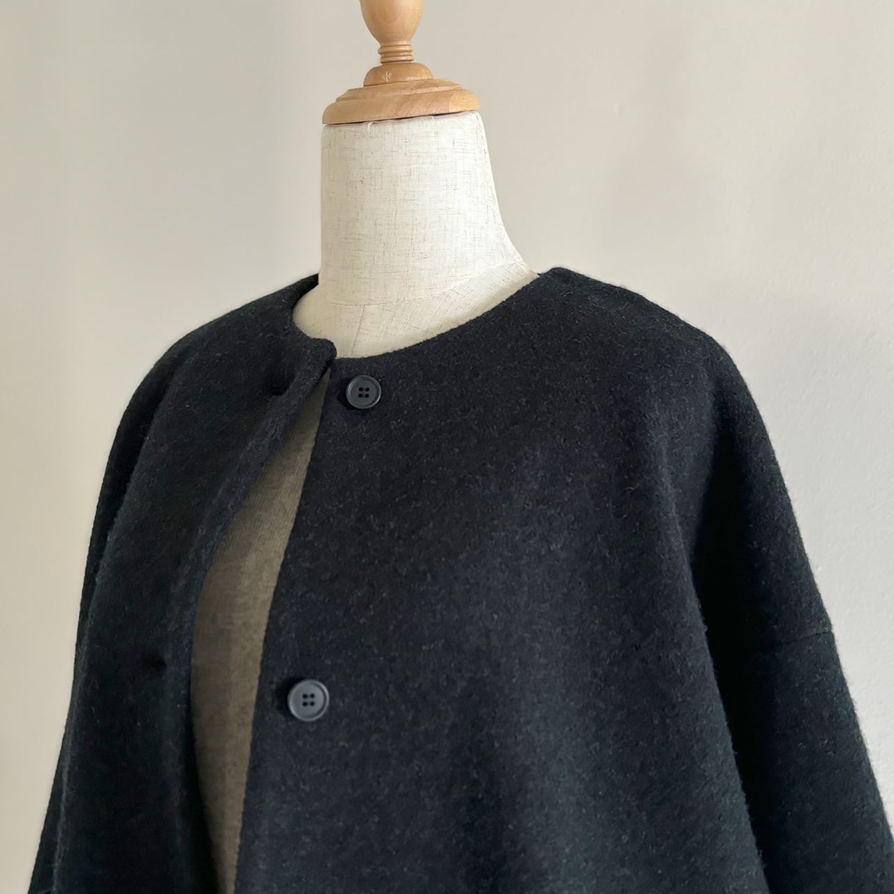 press wool no collar jacket プレスウールノーカラージャケット evam