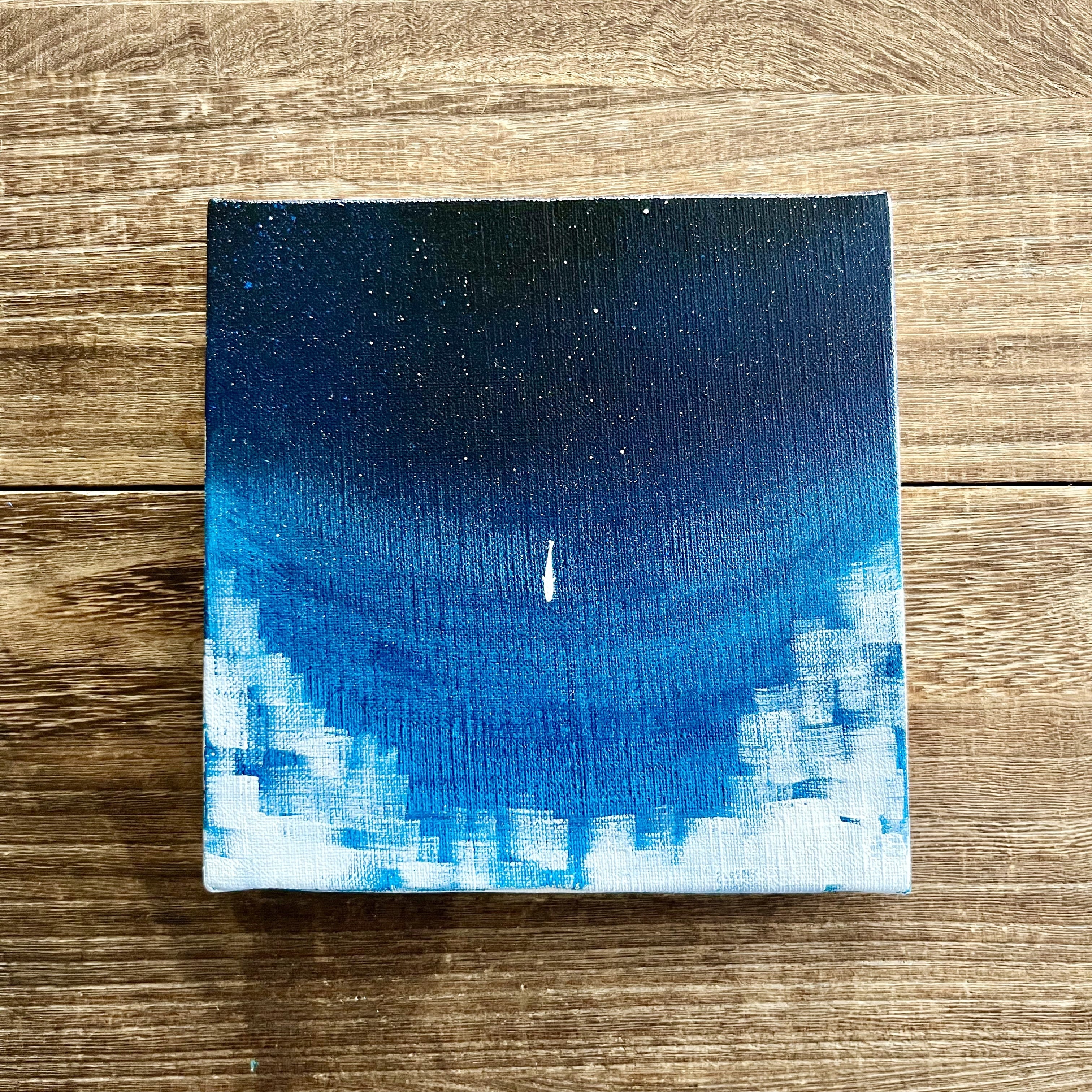 Unexplored（未踏）」 原画 深海×魚×漂流 黒 青 絵画キャンバス 風景画
