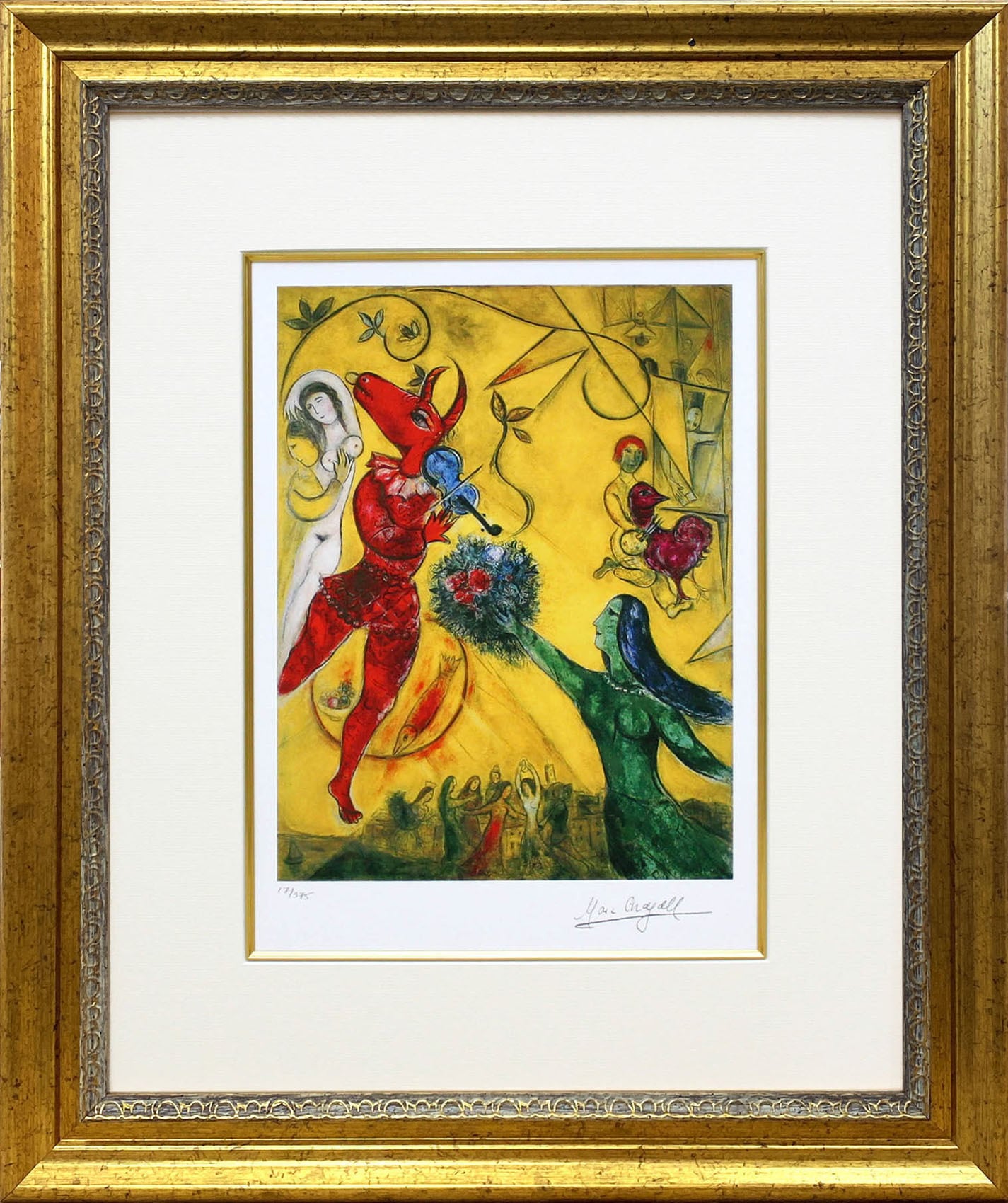 マルク シャガール絵画「ダンスとサーカス」額縁4色選択可能 作品証明