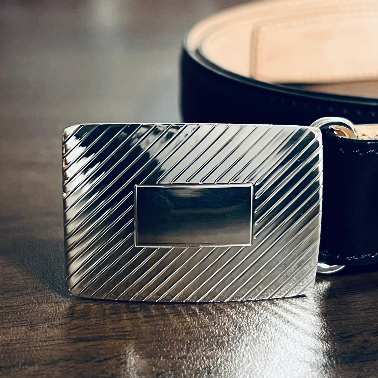 VINTAGE TIFFANY & CO. Engine Turned Diagonal Stripe Slide Buckle