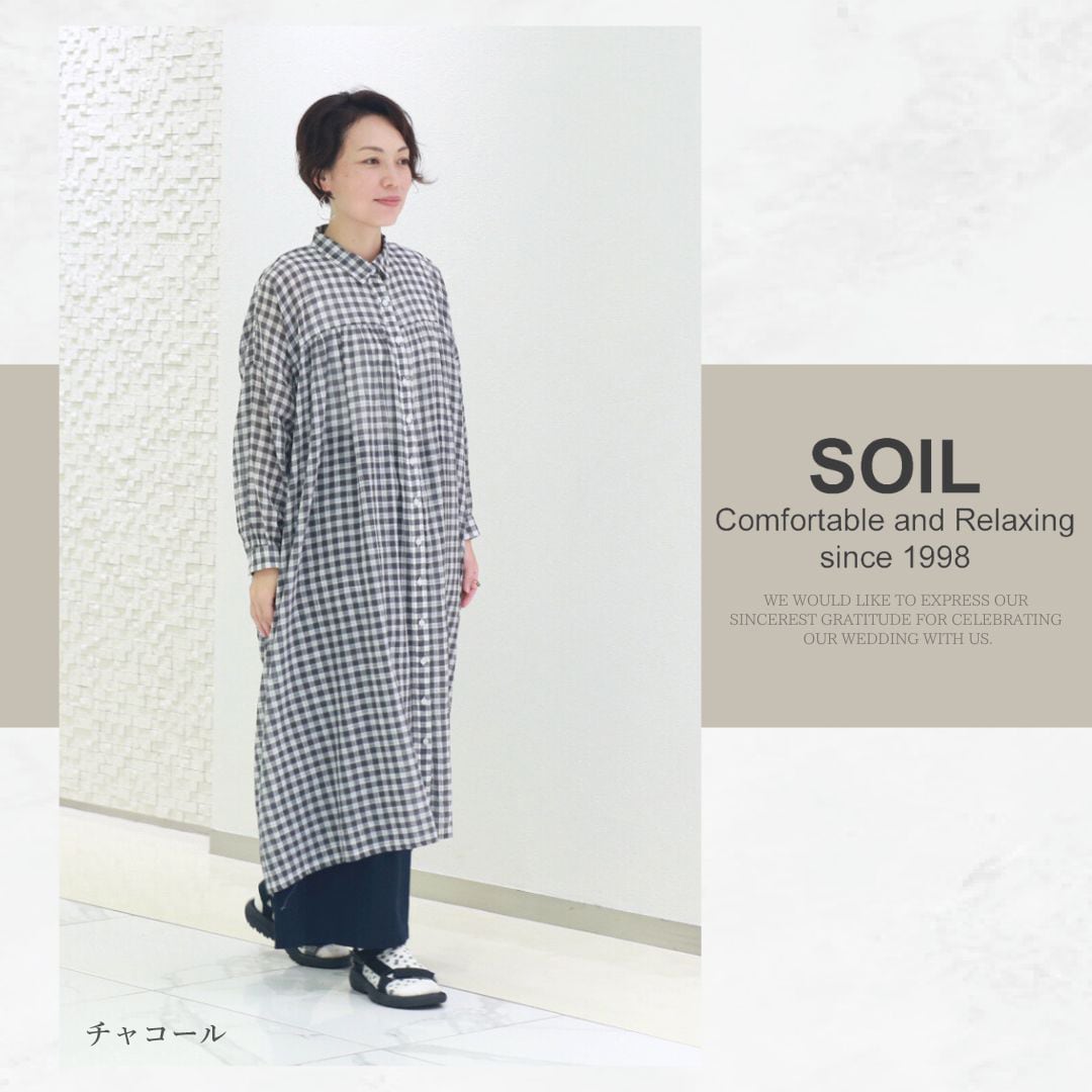SOIL/NSL24024ソイル (ワンピース) COTTON FANCY GINGHAM CHECK