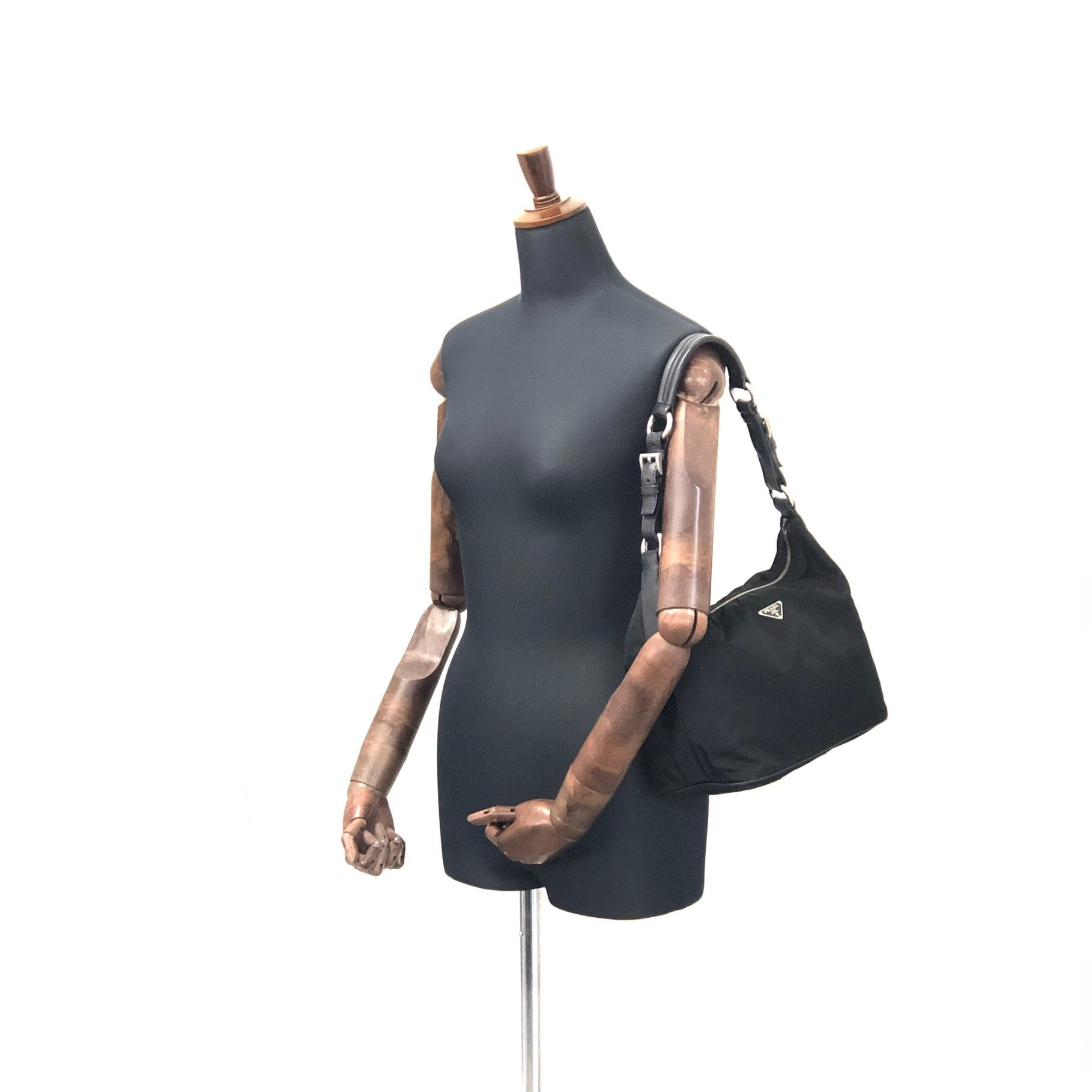 PRADA プラダ トライアングルロゴ ナイロン レザー ホーボーバッグ
