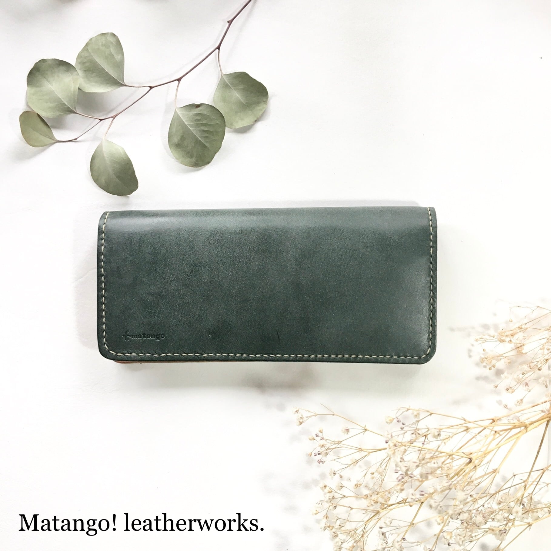 ◇実りの秋財布◇本革 ロロマレザー 長財布 グリーン キャメル 上品