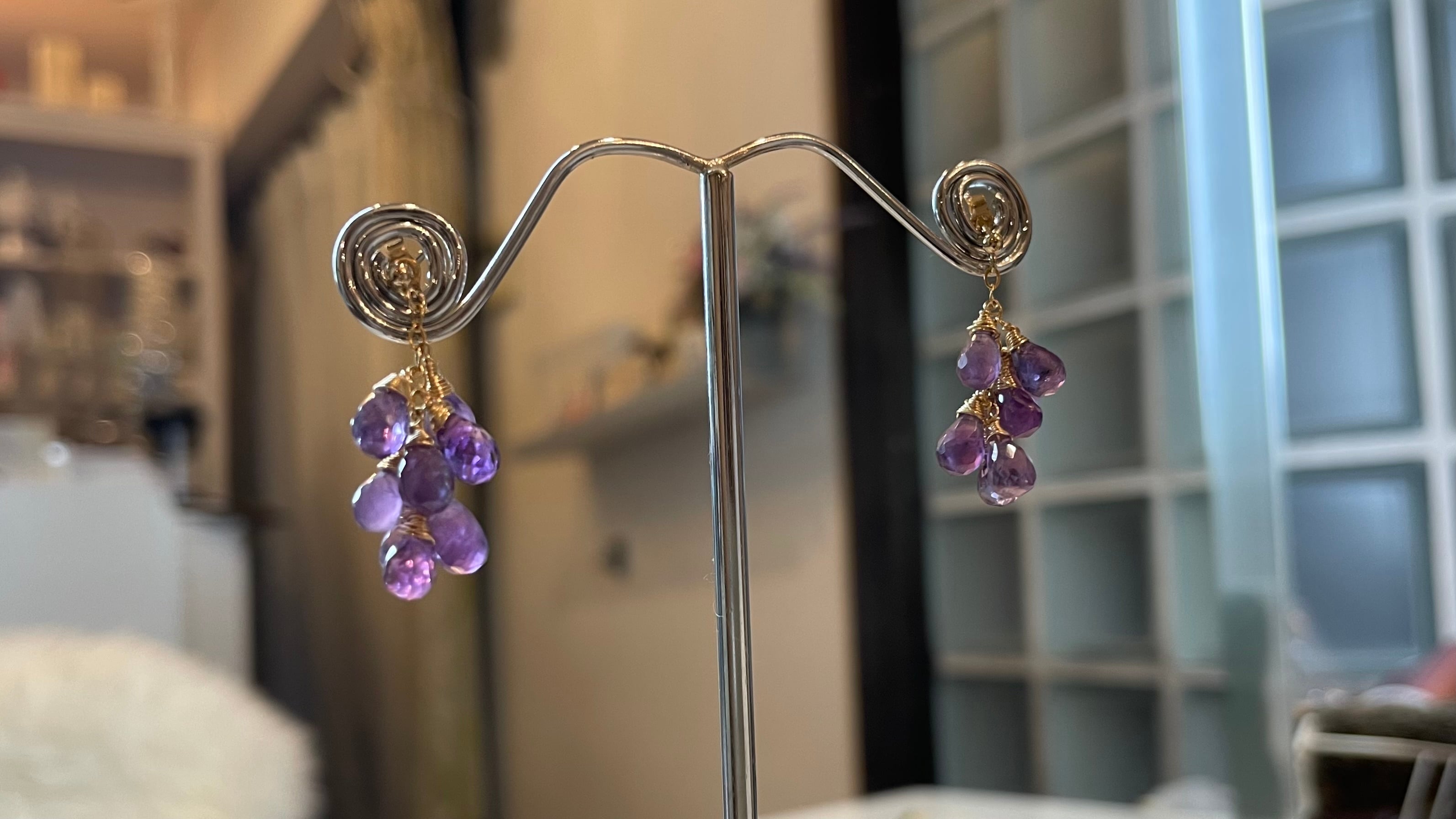 14kgf】葡萄みたいなアメジストピアス | 神楽坂の小さなメイクエステ