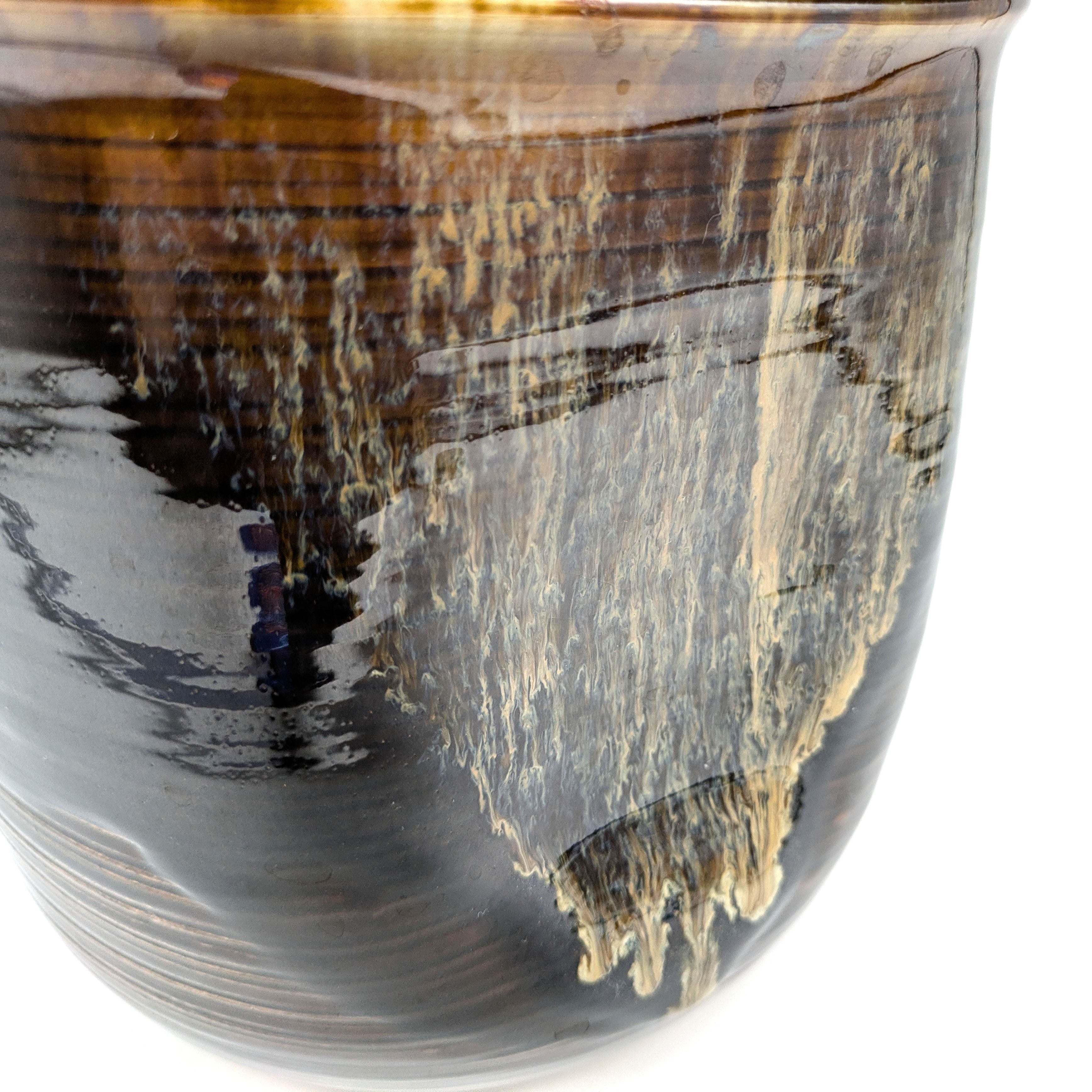 高取焼・青柳翠峰・半月水指・塗蓋付・茶道具・No.240721-14・梱包