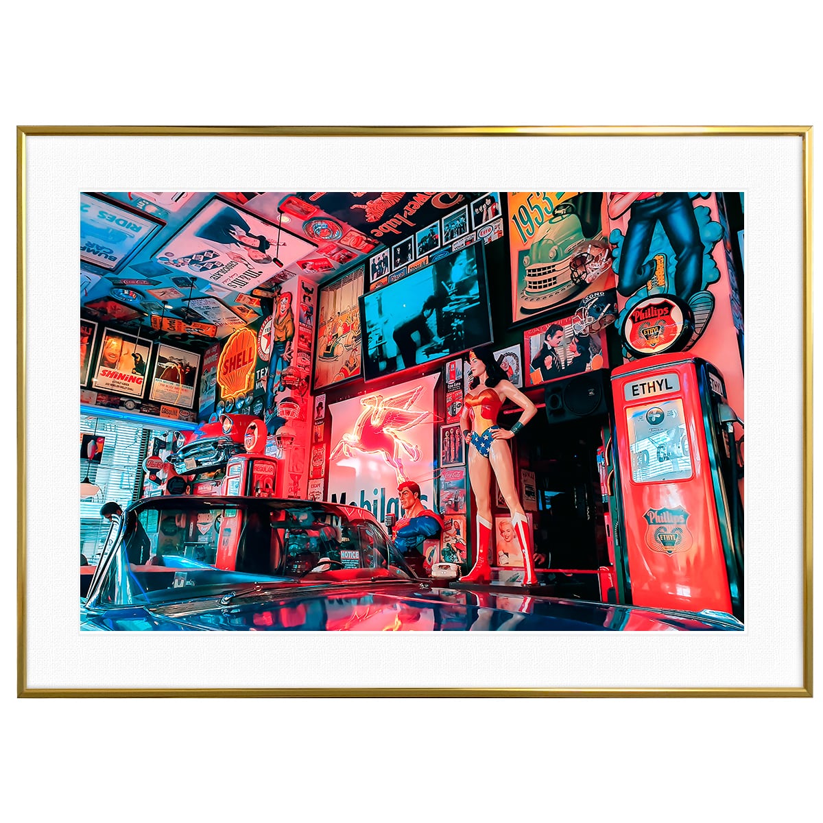 アメリカ写真 レトロショップ インテリアアートポスター額装 AS1599