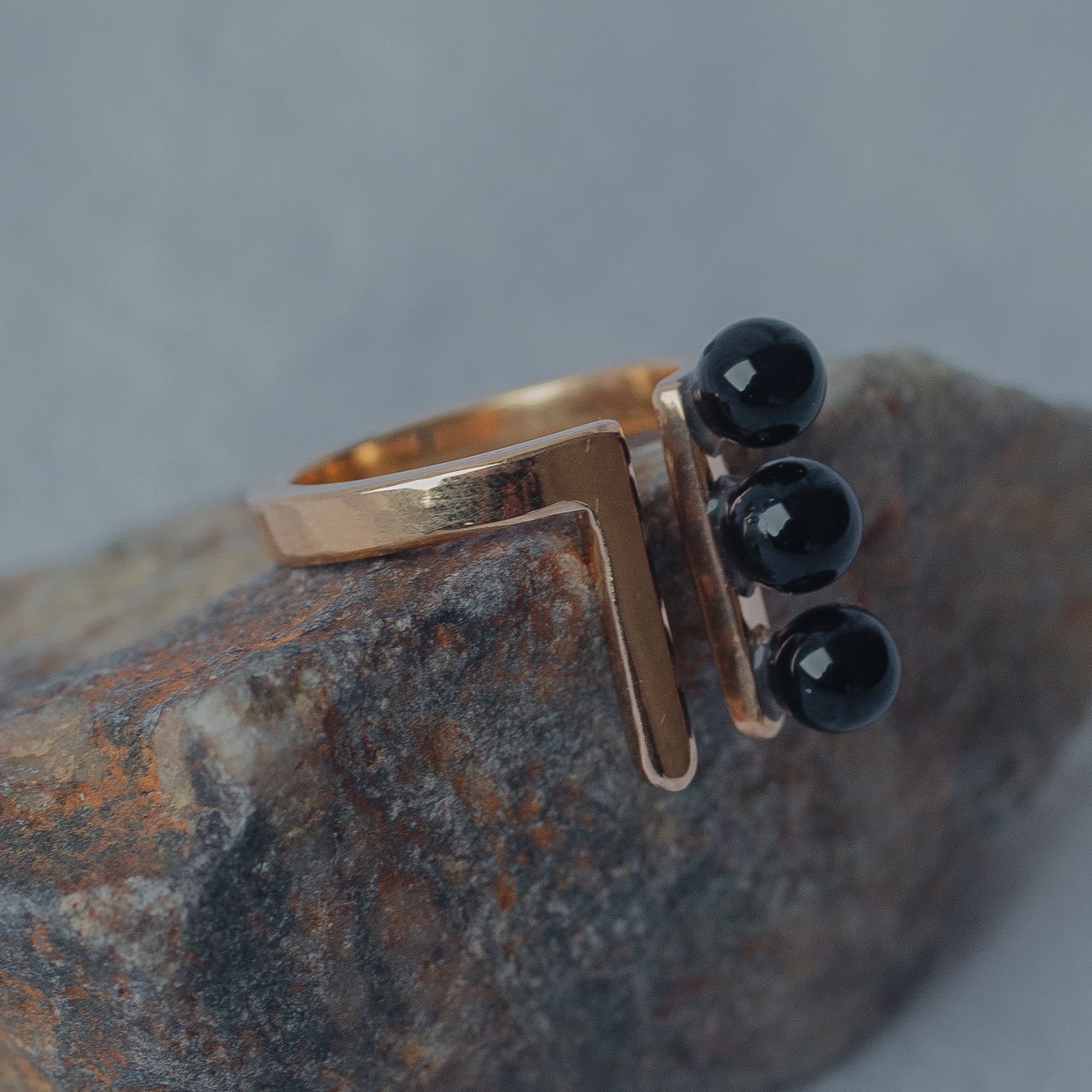 コネクトリングゴールド ブラックオニキス | Nando Jewelry