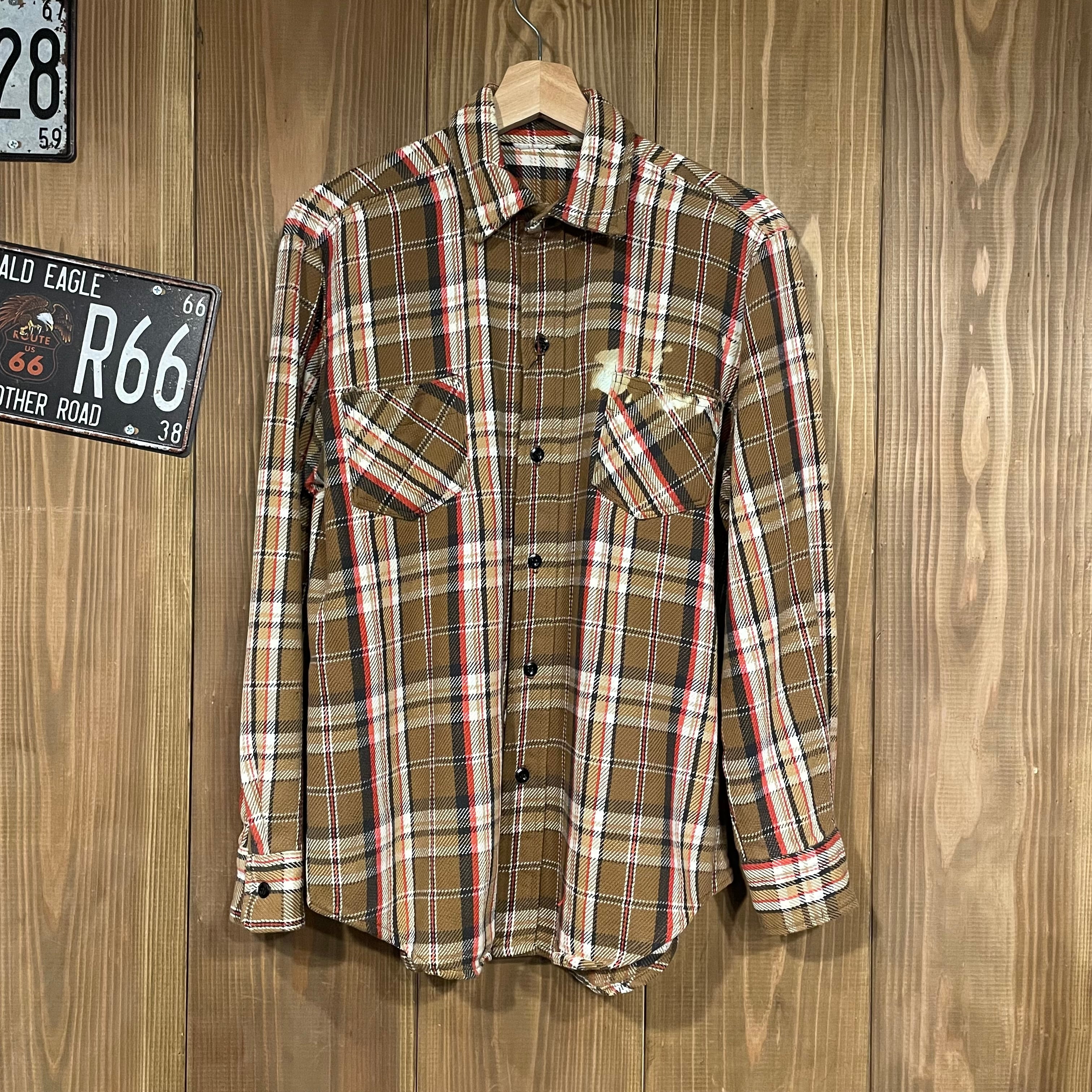 60s USA製 ネルシャツ ヴィンテージ 長袖シャツ チェック柄 ブラウン