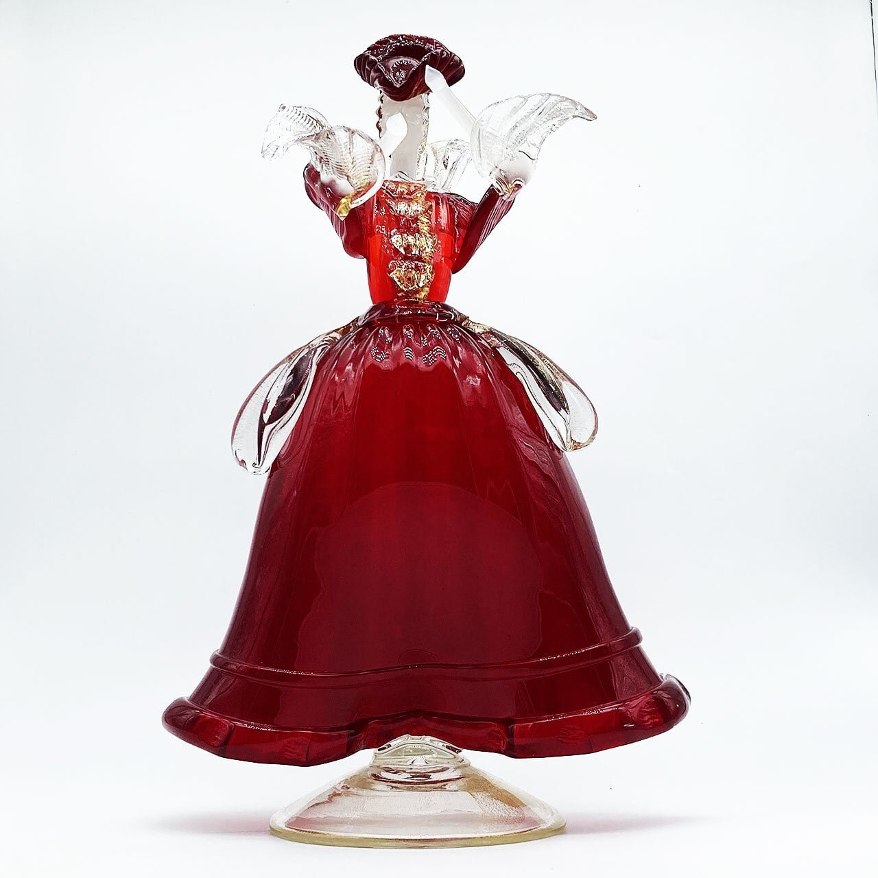 ベネチアングラス ムラノ イタリア 人形 フィギュリン 貴婦人 クリア