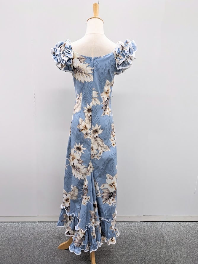 PACIFIC LEGEND】ハワイアンロングラッフルムームードレス