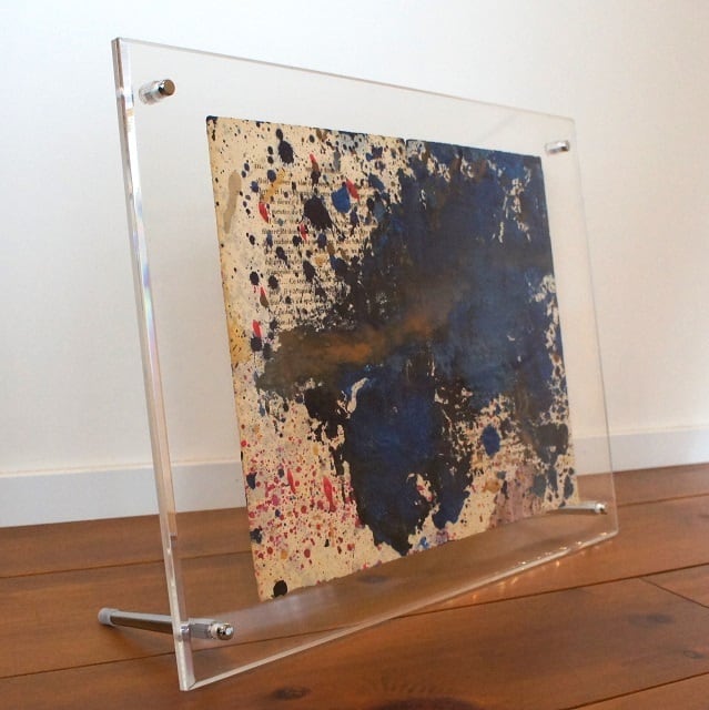 無題」 古い紙にアクリル * 現代アート 抽象画 アンティーク 内野隆文