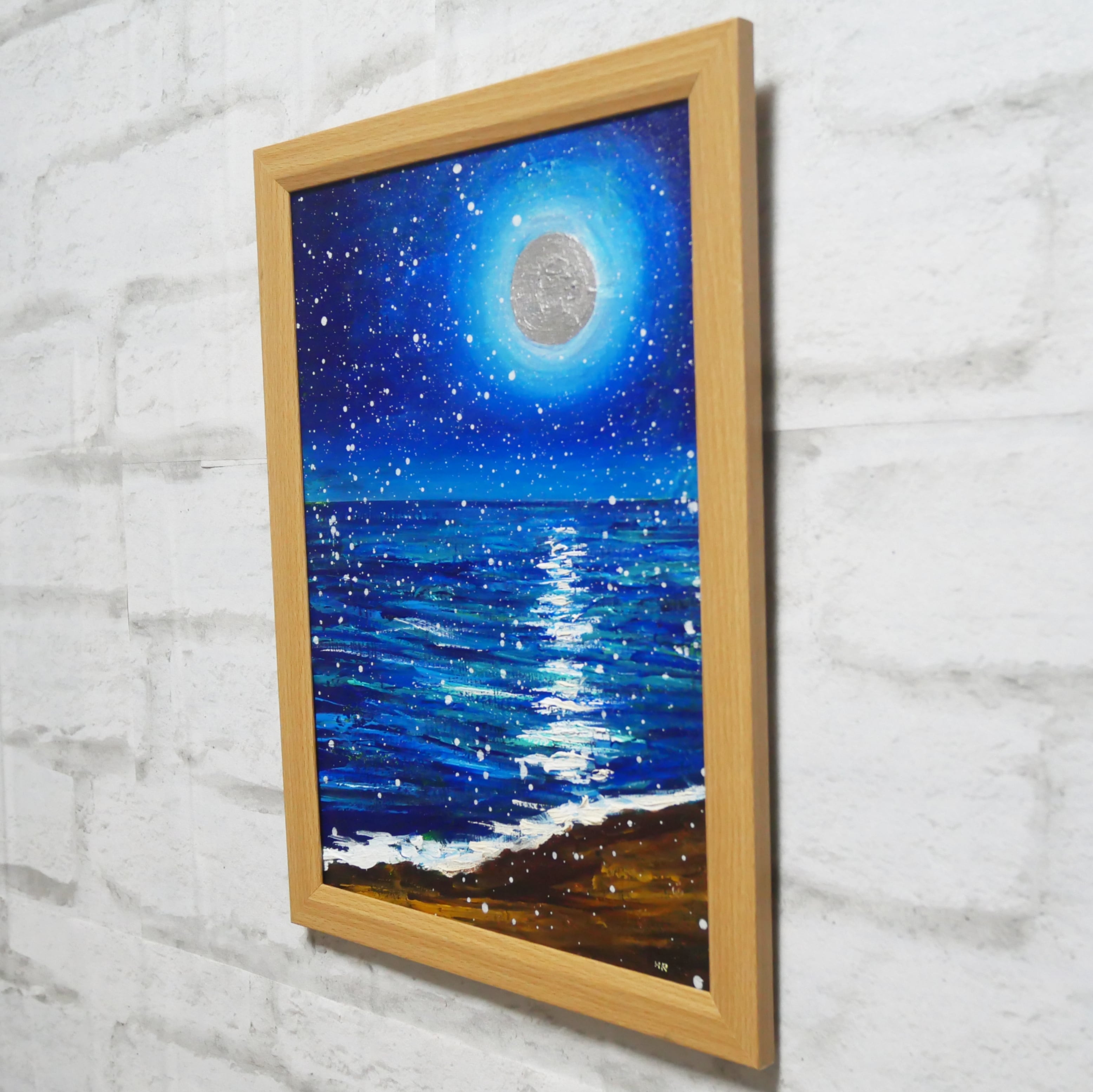 油絵 油彩 油彩画 絵 絵画【海雪の月】 | HIROSHI1990