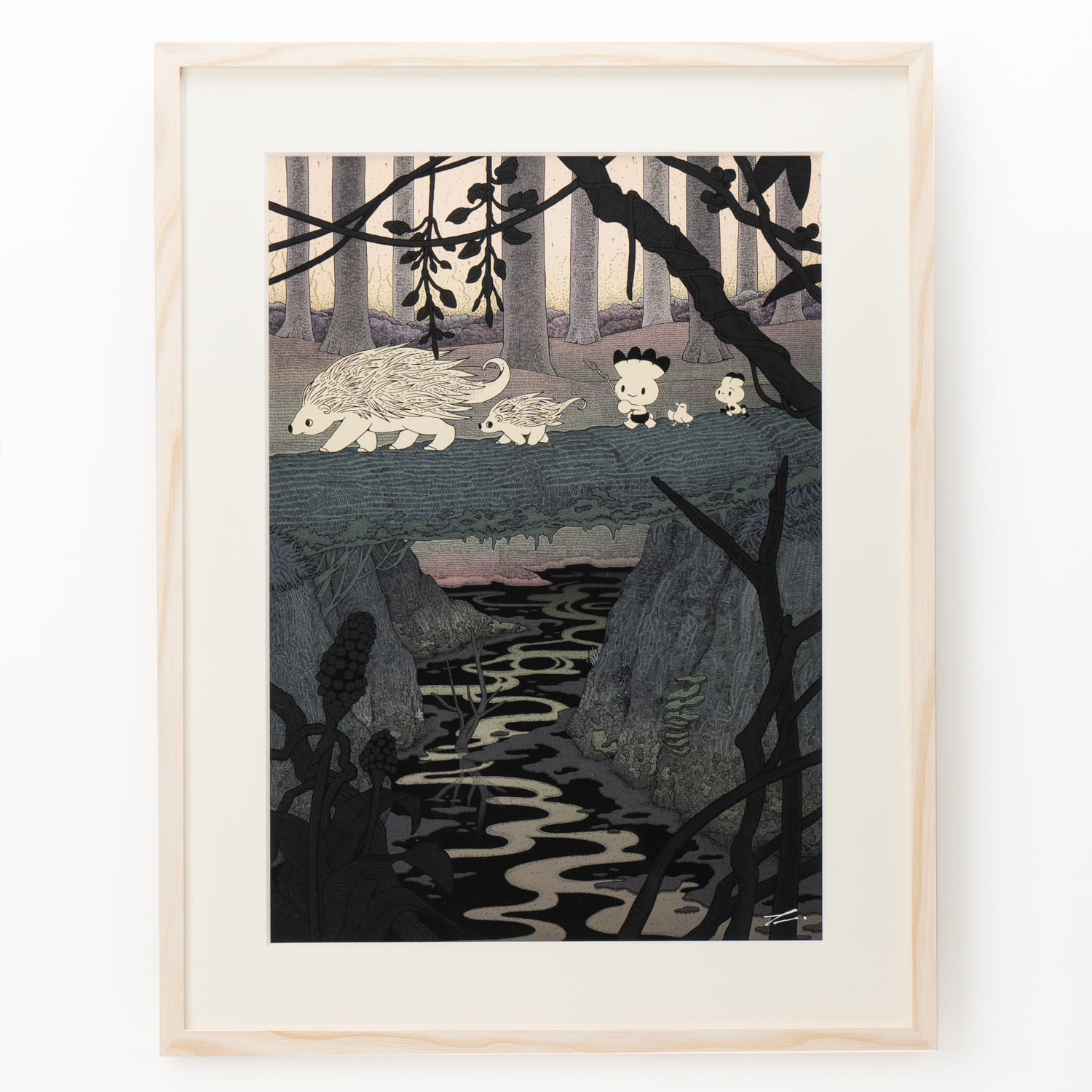 受注生産・7月お届け】タキタサキ 複製原画 E「みちあんない」額装込み