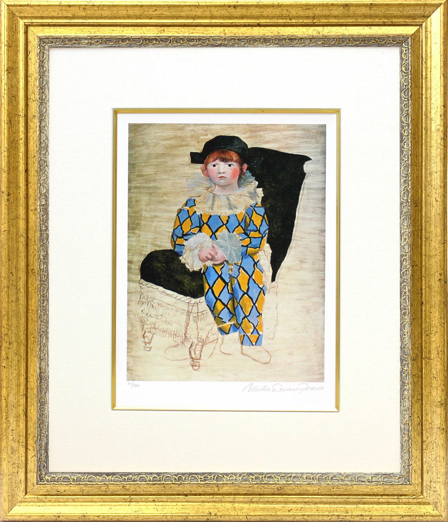 パブロ ピカソ「道化師に扮したパウロ」額縁4色選択可能 作品証明書