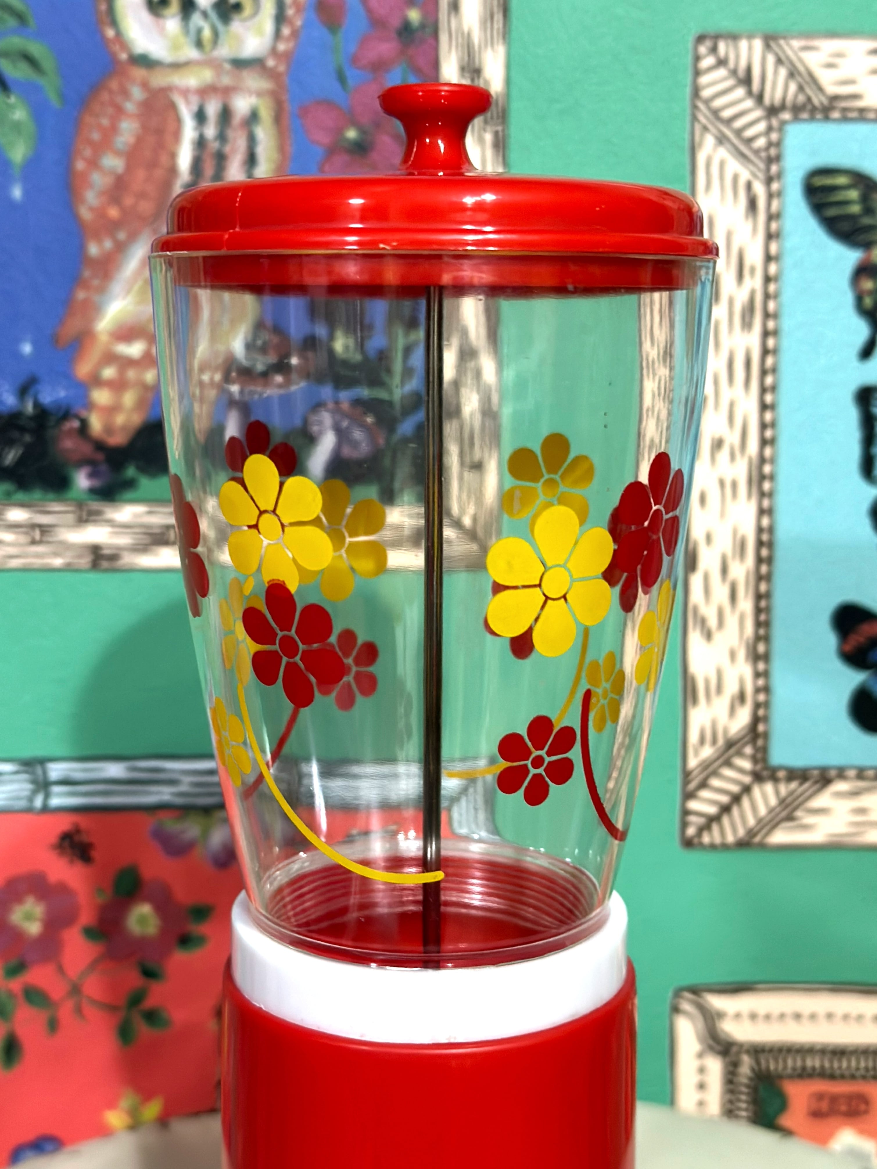 レトロポップ 箸立て カトラリー入れ 赤 トーワ TOWA 花柄 昭和レトロ