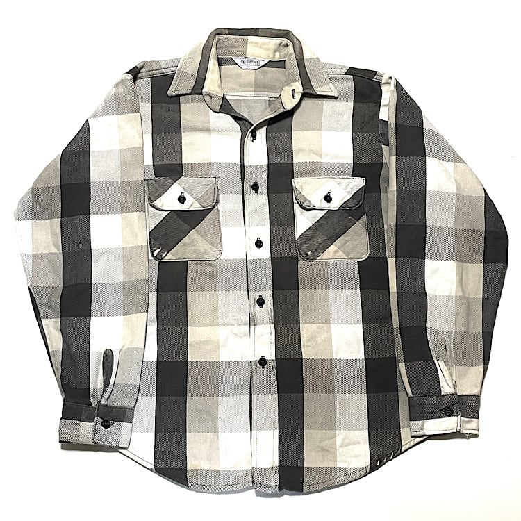 70s 80s ファイブブラザー ヴィンテージ ヘビーネルシャツ 白黒
