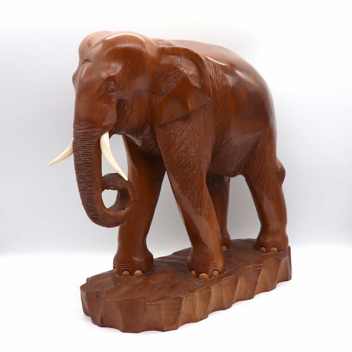 木彫り象・木製彫刻・置物・No.210529-82・梱包サイズ140 | リサイクル