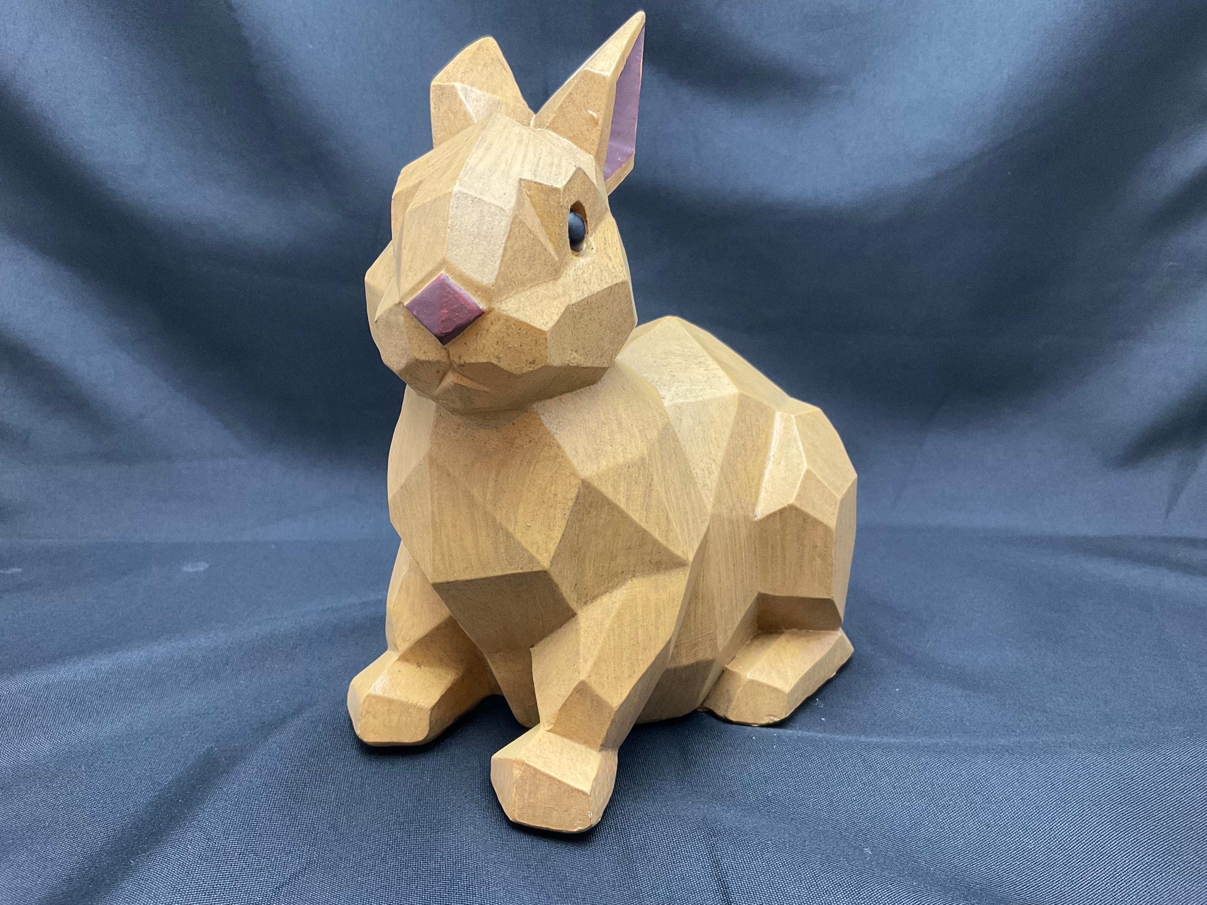 木彫り風 うさぎ貯金箱 | うさぎセレクトショップ森音