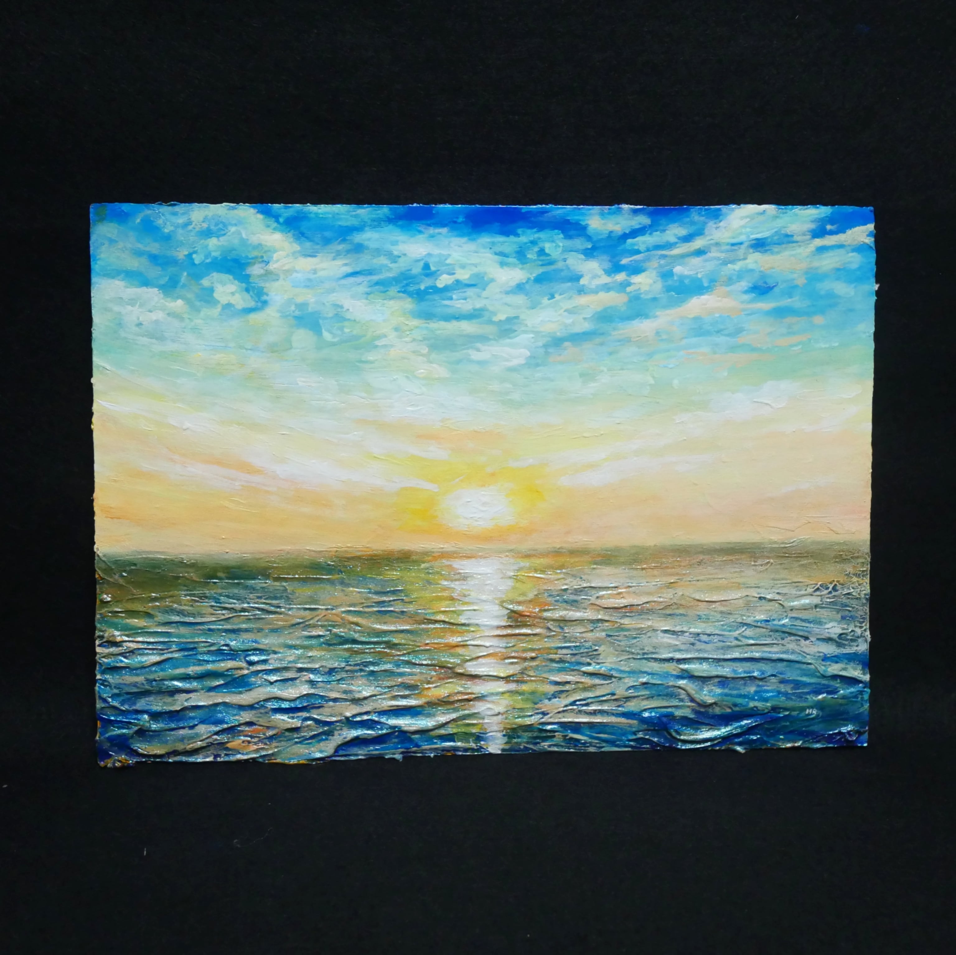 油絵 油彩 油彩画 絵 絵画【癒しの朝焼けの海】 | HIROSHI1990