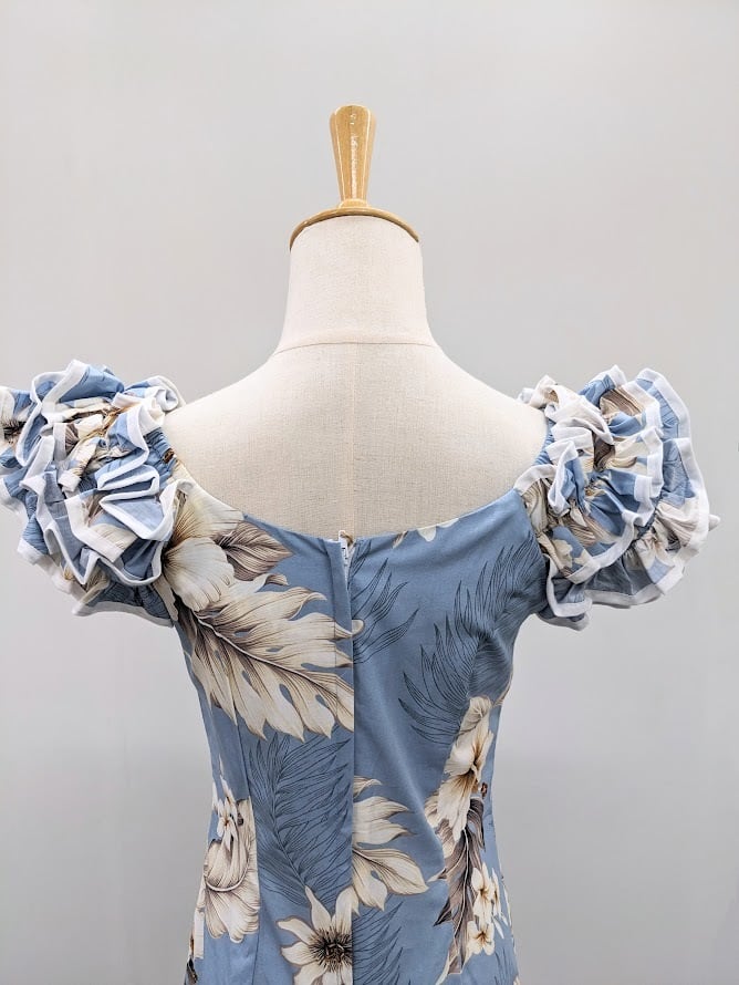 PACIFIC LEGEND】ハワイアンロングラッフルムームードレス