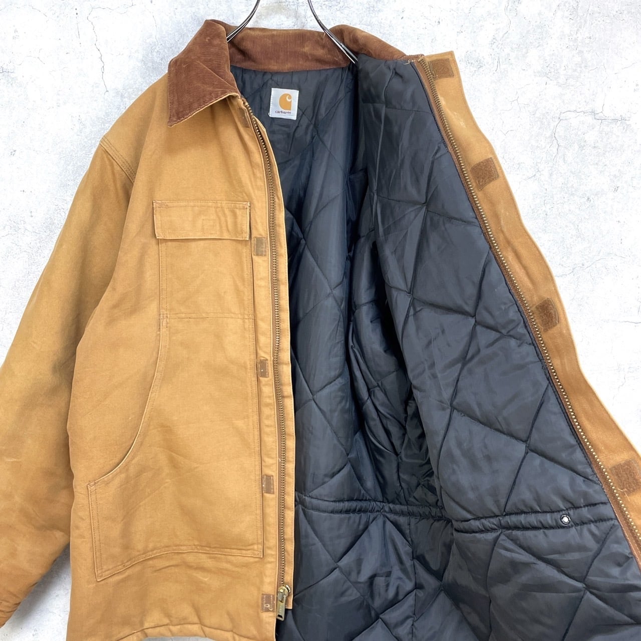 90's カーハート ダックジャケット 襟コーデュロイ 裏キルティング