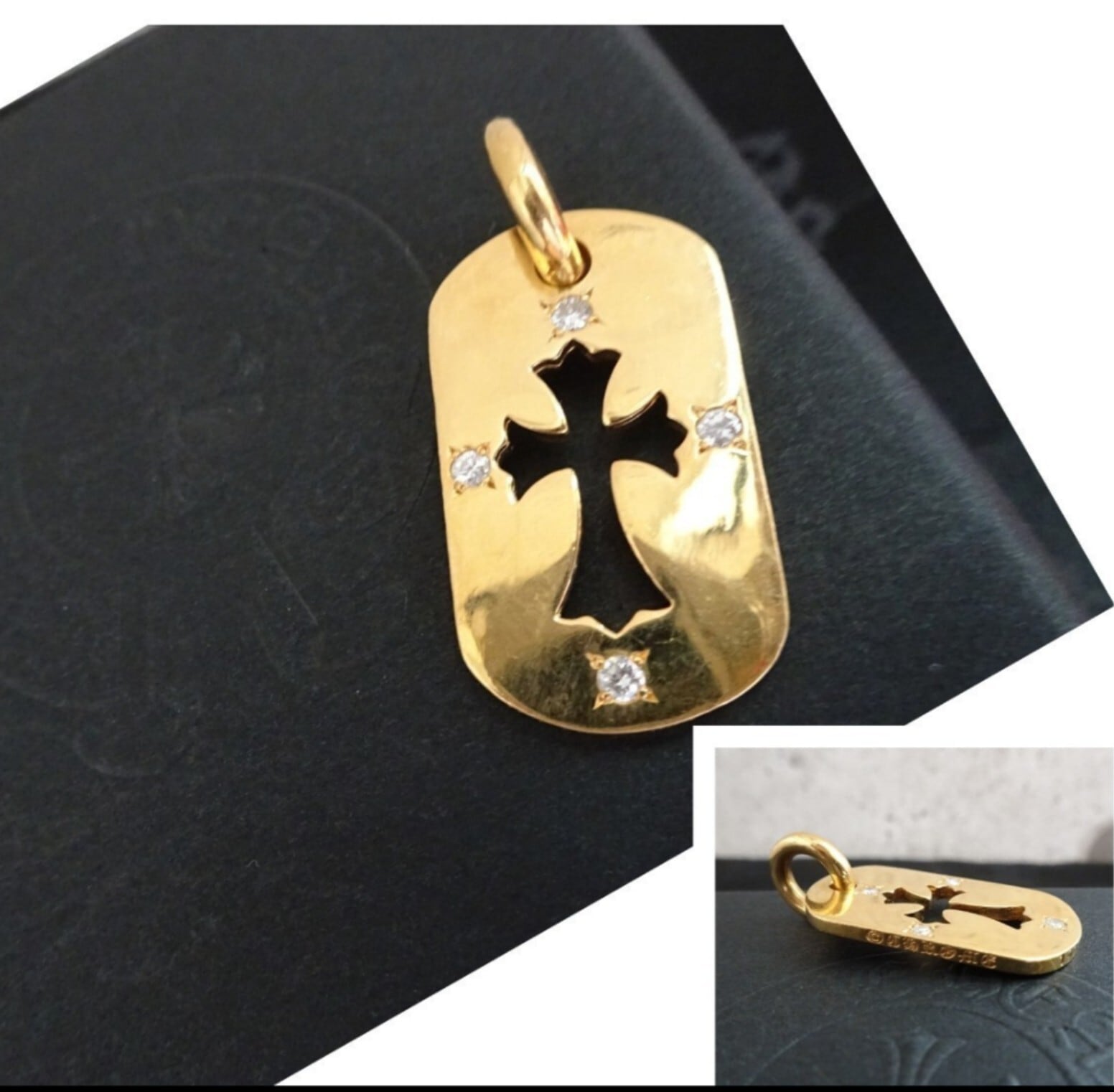 CHROME HEARTS クロムハーツ 22k 4Pダイヤ カットアウトクロス
