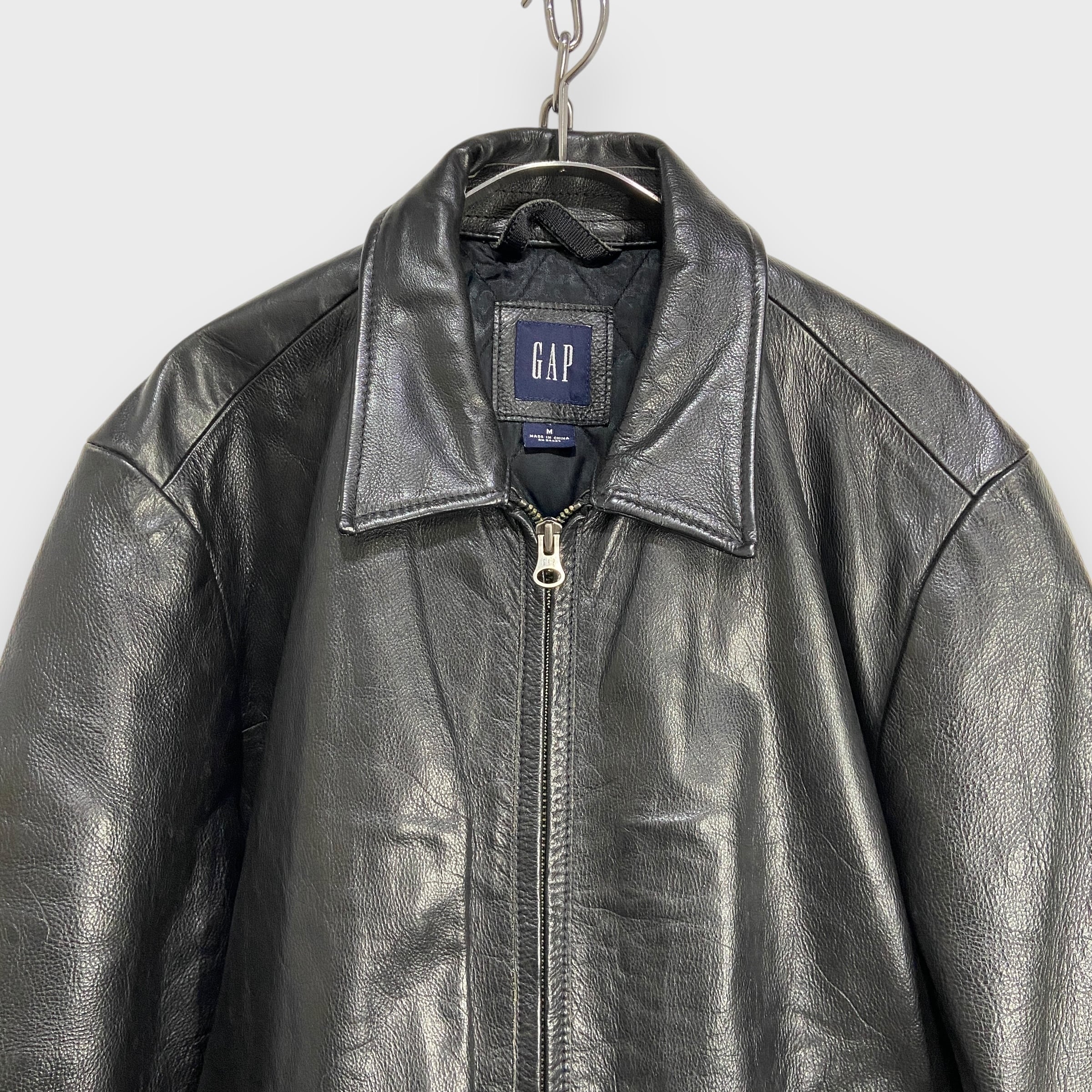 00s GAP オールドギャップ レザージャケット 本革 ブラック M | 古着屋 Uan