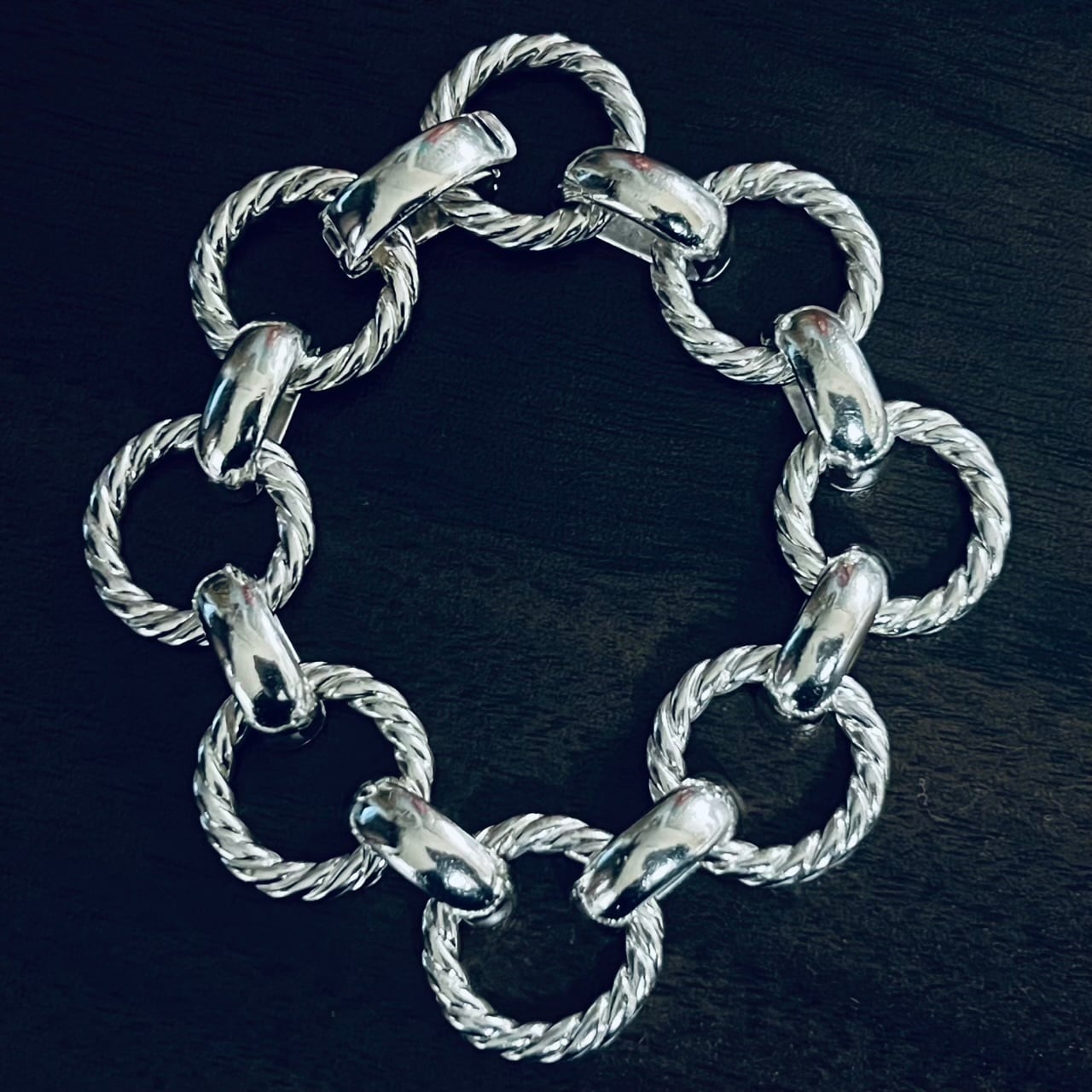 VINTAGE TIFFANY & CO. Twist Circle Link Bracelet Sterling Silver