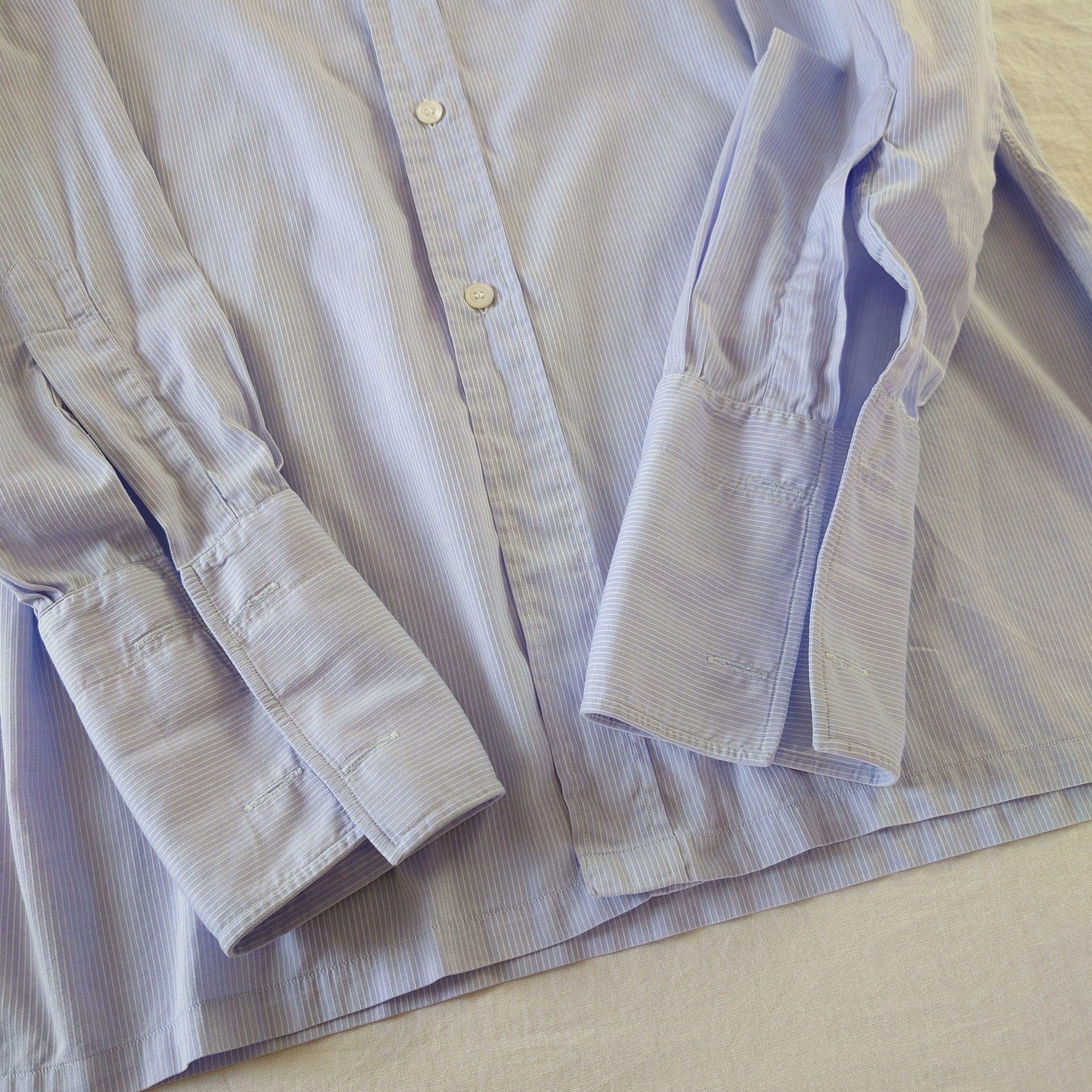 フランス製】OLD Charvet シャルべ ストライプシャツ ブルーホワイト