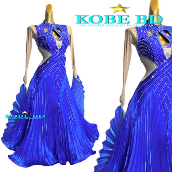 社交ダンススタンダードドレス（ロイヤルブルー/青）【商品番号AIー