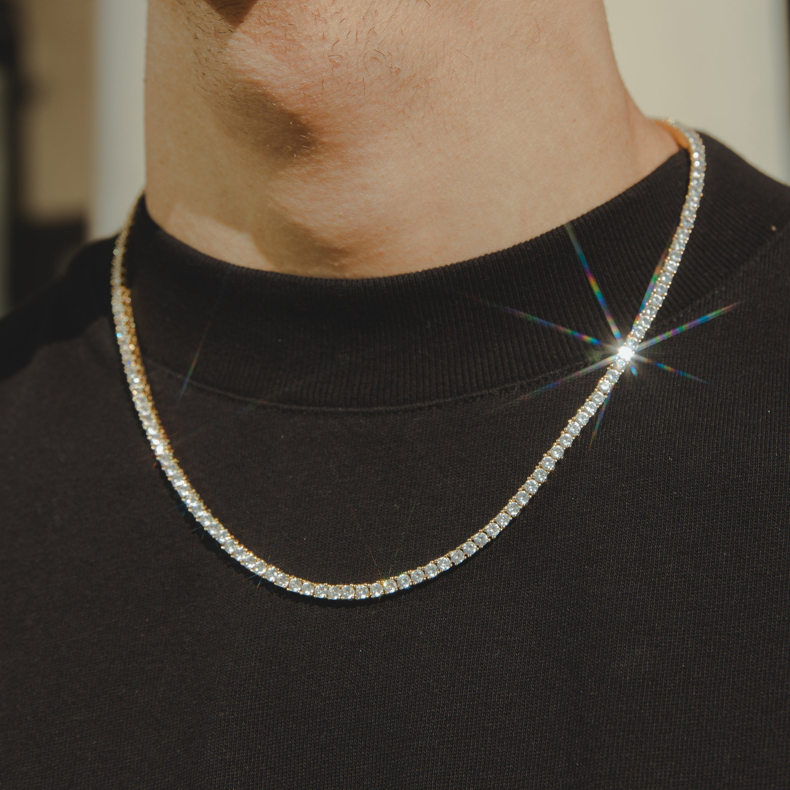 Luxury Tennis Necklace 【3mm / GOLD】 | Glitter