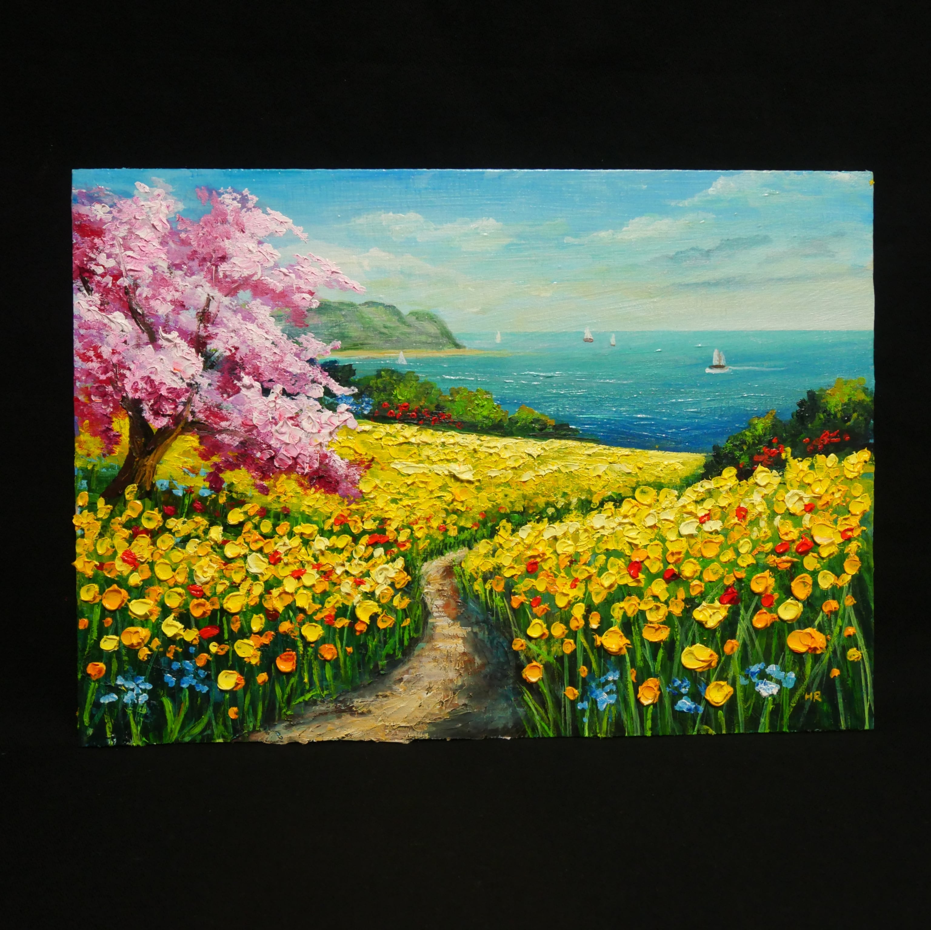 油絵/原画】希望の花咲く春の日｜春のインテリアを彩る油彩画 絵画