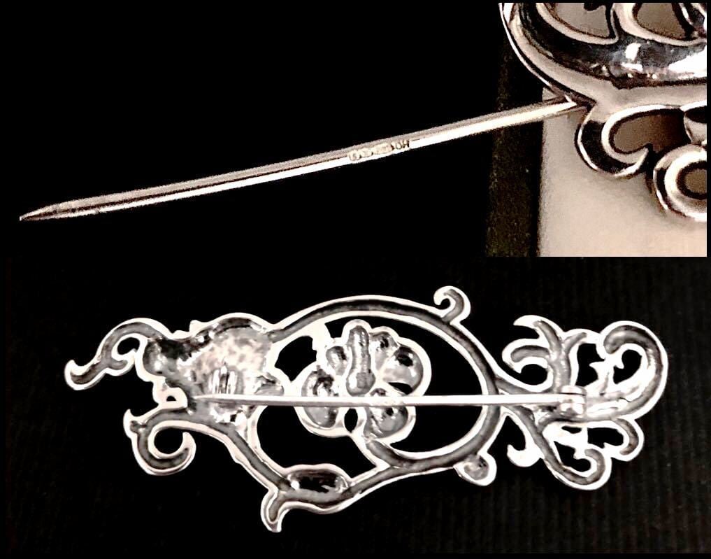 英国ビンテージ スターリングシルバー925 ブローチ 花模様 純銀10.4g