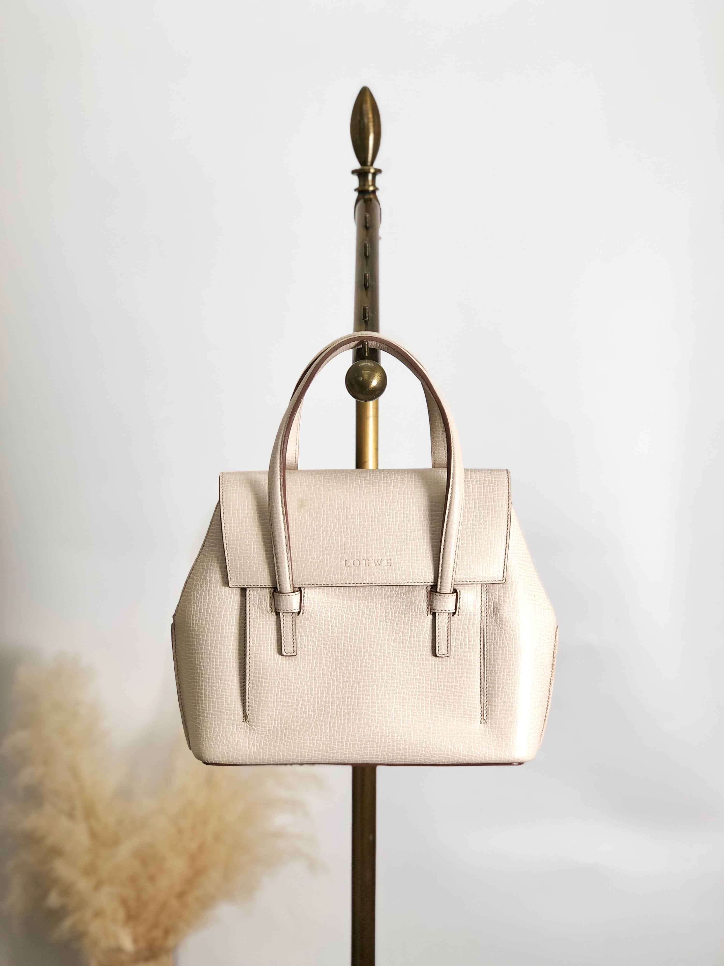 LOEWE ロエベ ハンドバッグ アイボリー レザー 型押し vintage