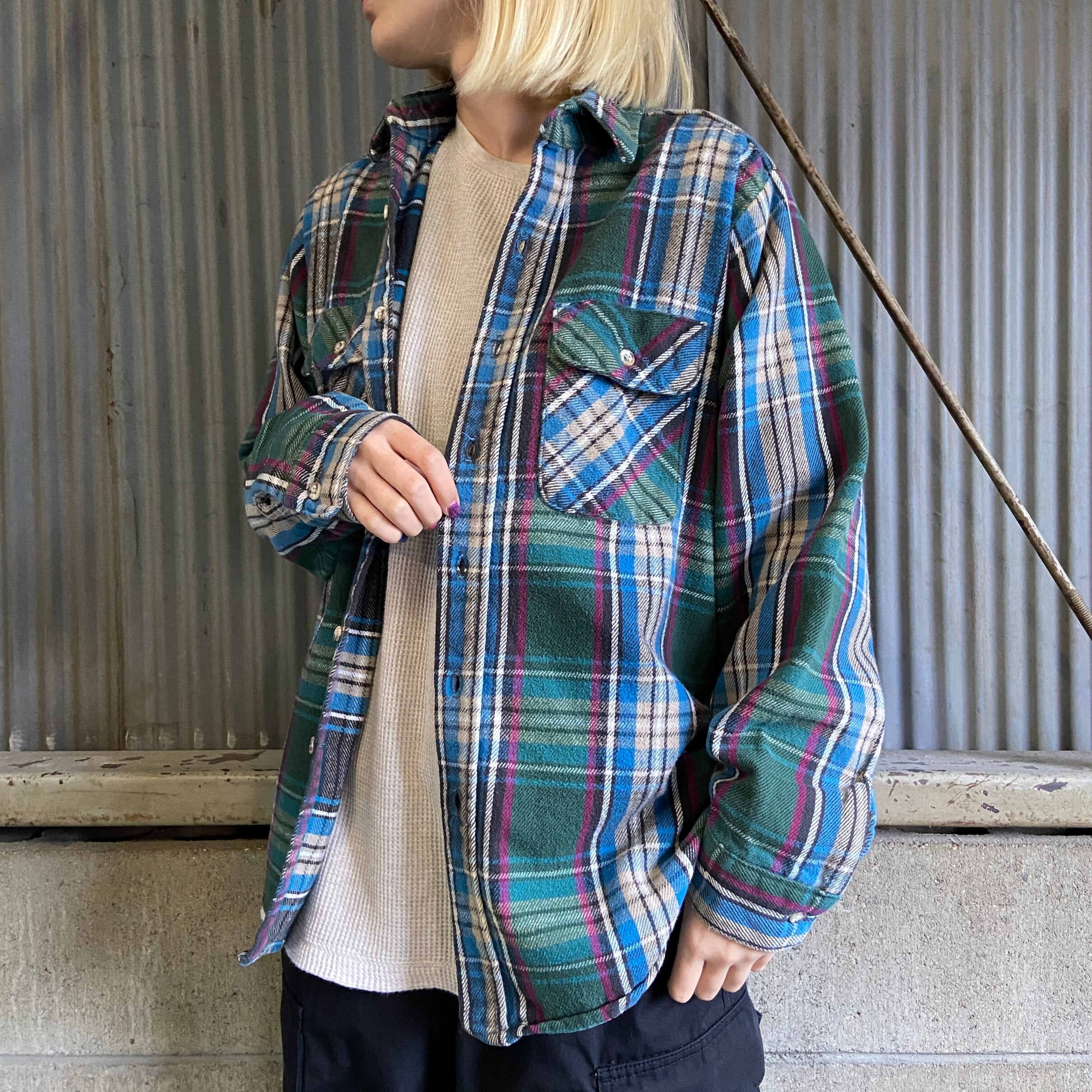 90年代 FIVE BROTHER ファイブブラザー チェック柄 長袖 ヘビー