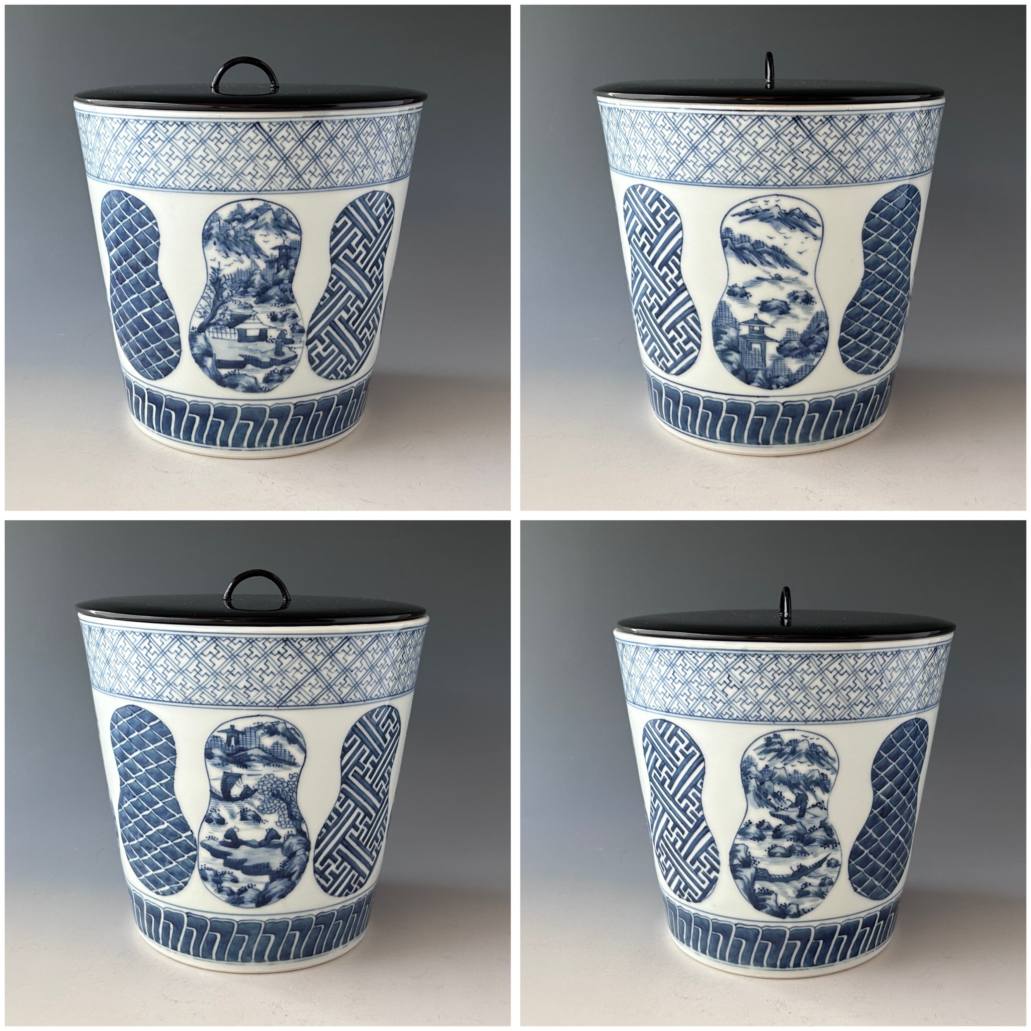 茶道具 染付 瓢型 水指 西村徳泉 共箱 京焼 塗蓋 稽古 茶会 陶芸