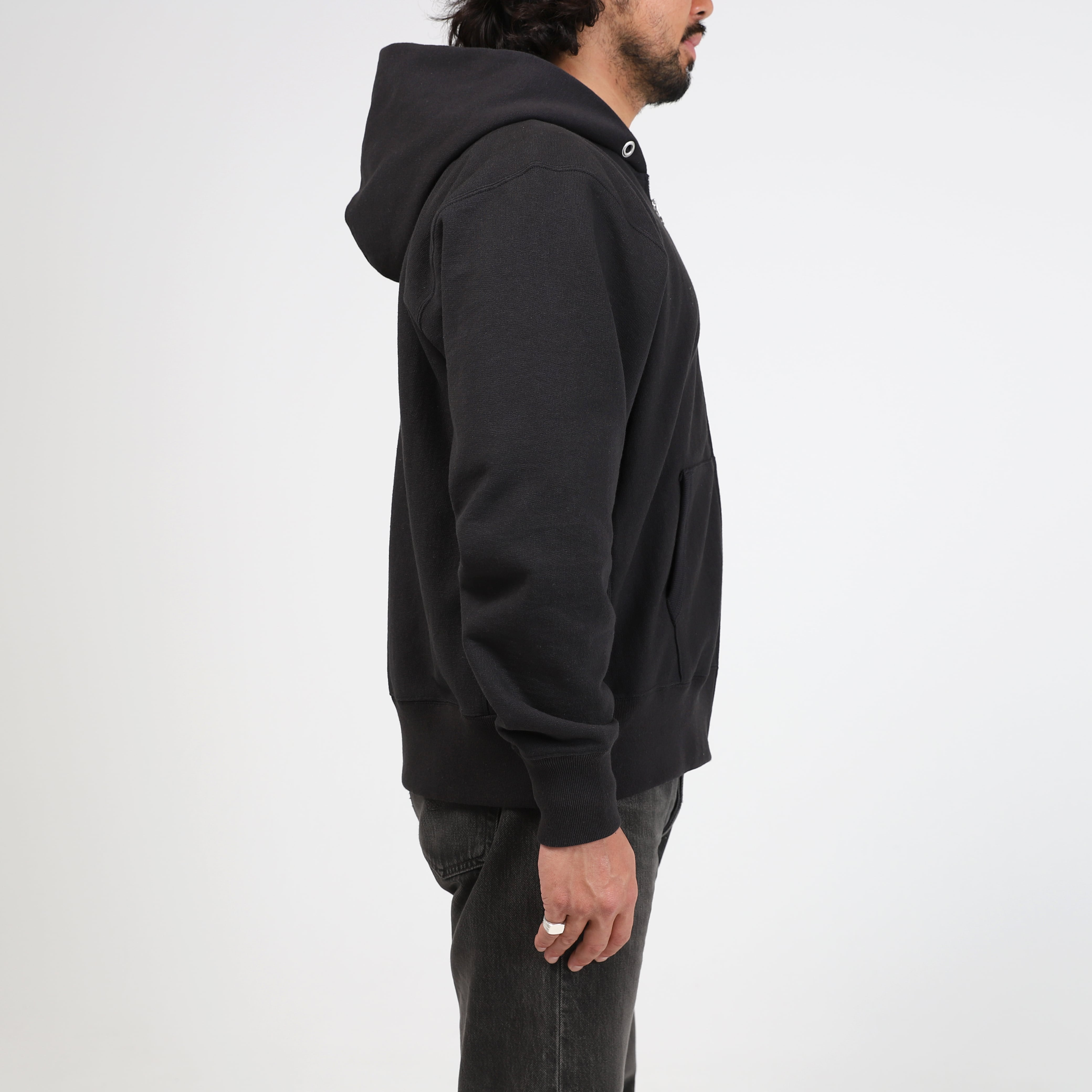 American Cotton Heavy OZ Zip Hoodie (black) | OVY