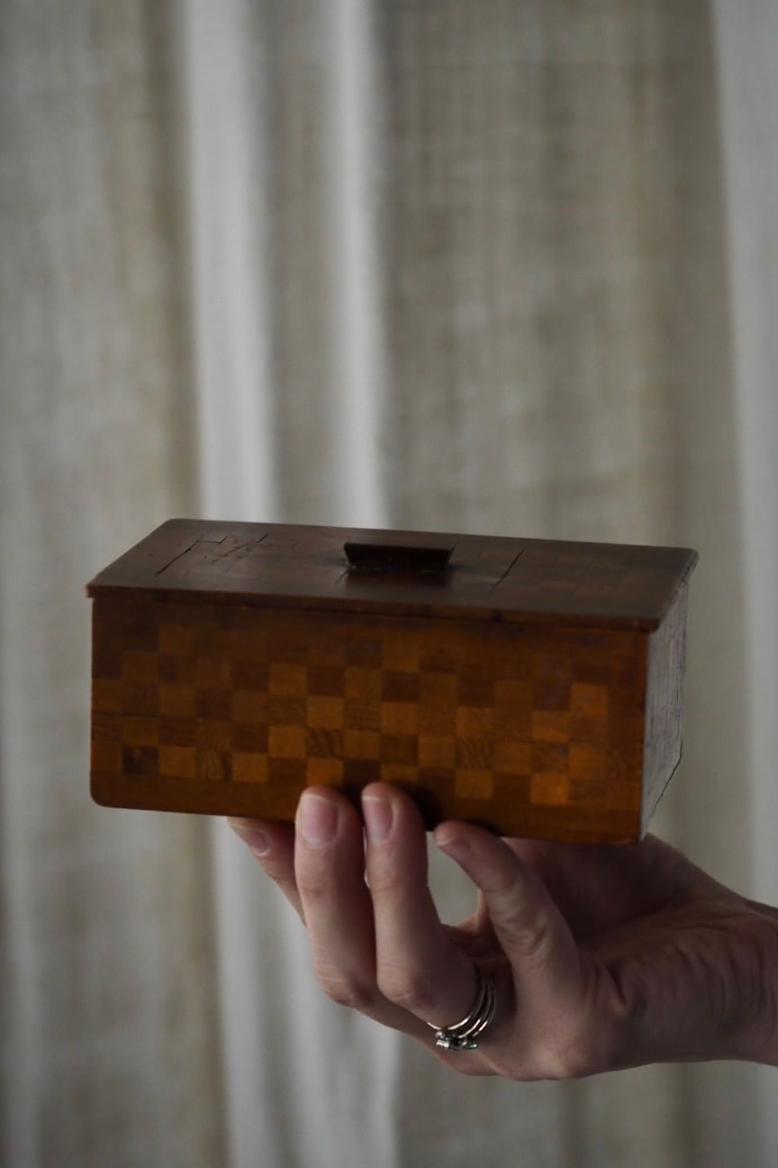 市松象嵌木箱-antique wood inlay box | アンティーク.ヴィンテージ
